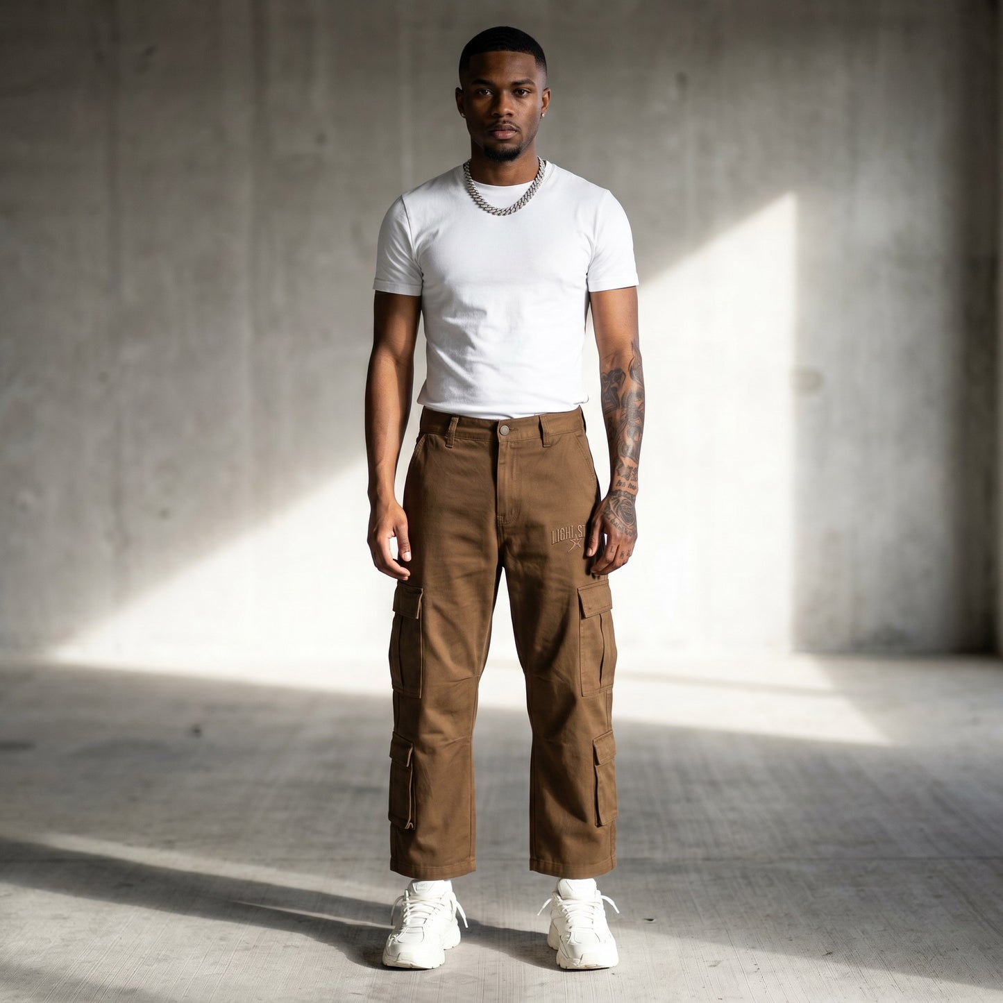 Cropped Cargo Pant Brown Field front