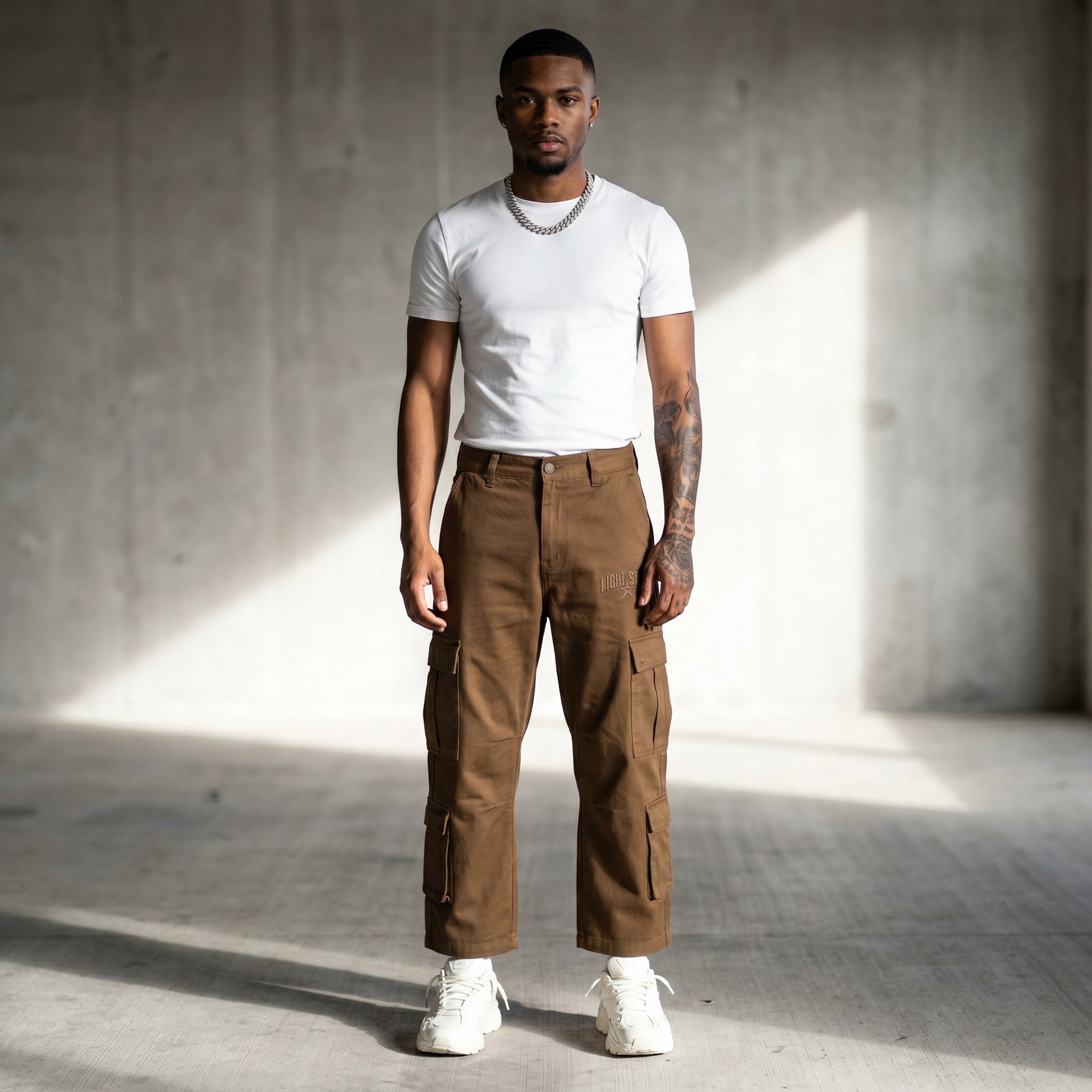 Cropped Cargo Pant Brown Field front