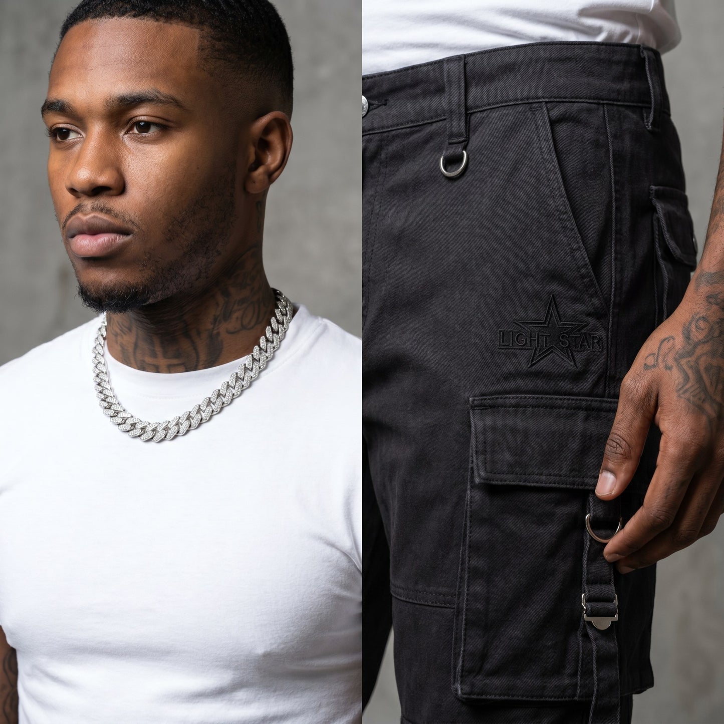 Cropped Cargo Pant Charcoal Black detail