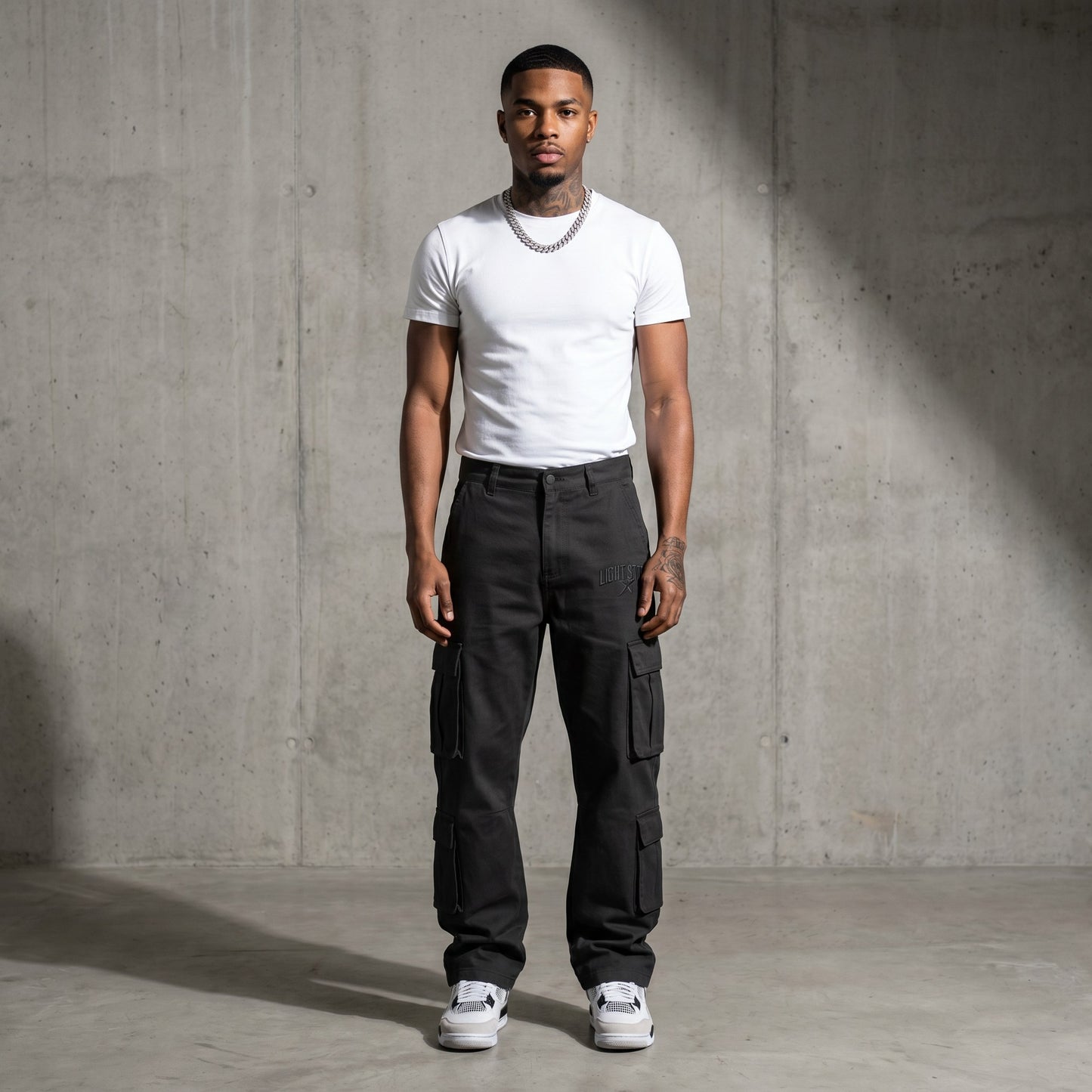 Cropped Cargo Pant Charcoal Black front