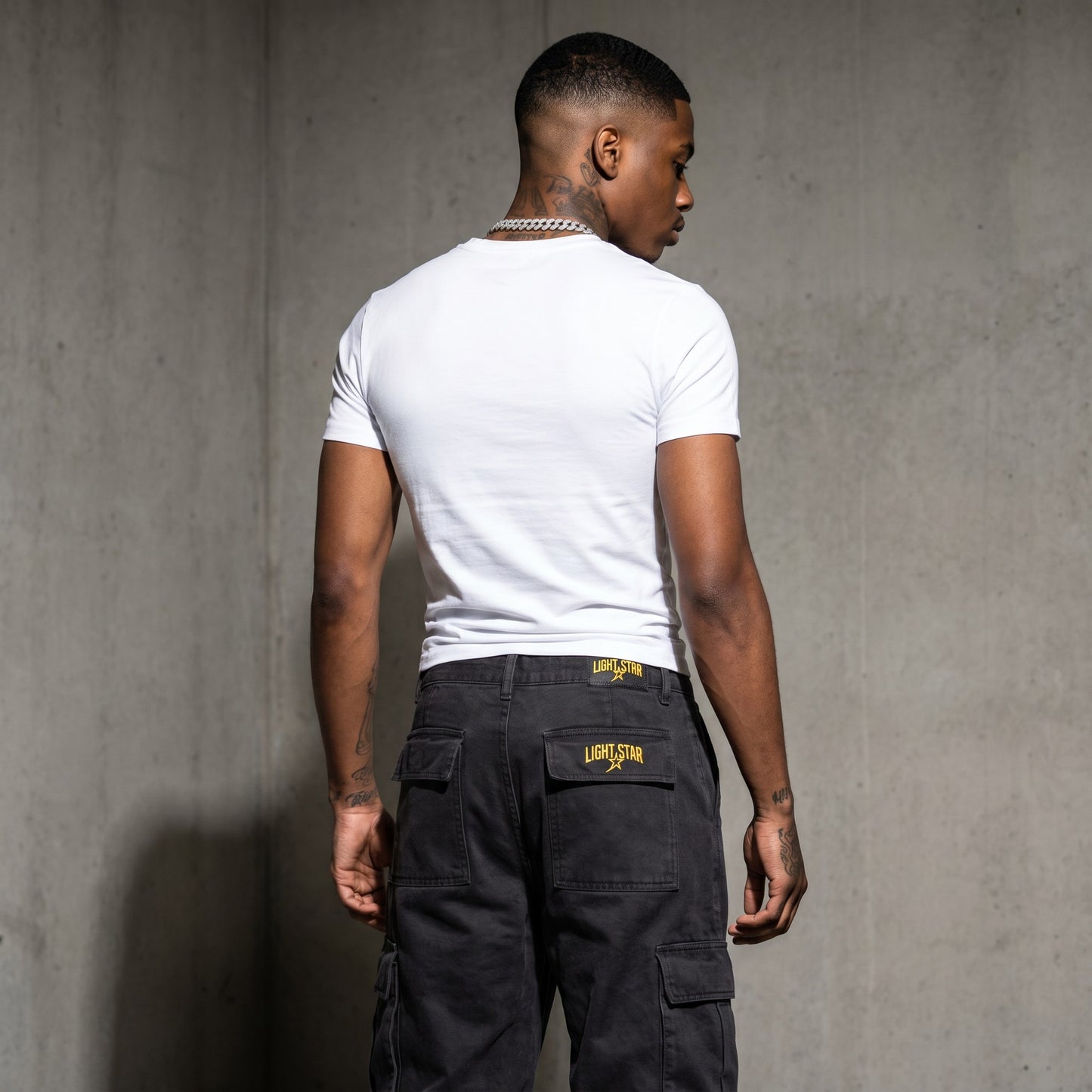 Cuffed Cargo Pant Charcoal Black back