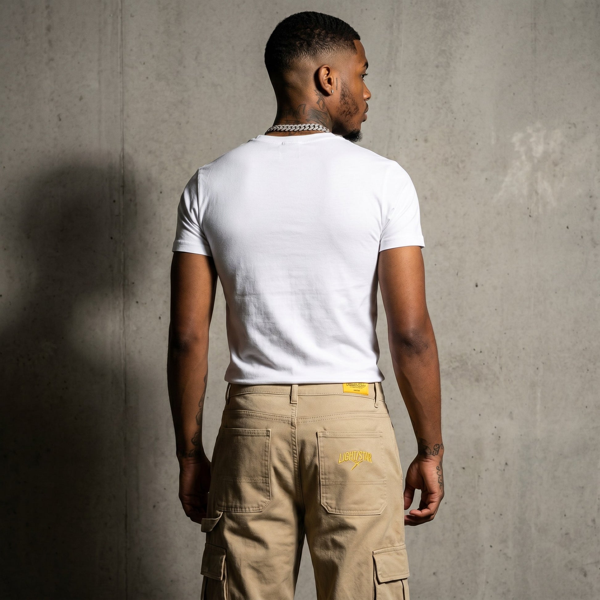 Cuffed Cargo Pant Khaki Sand back