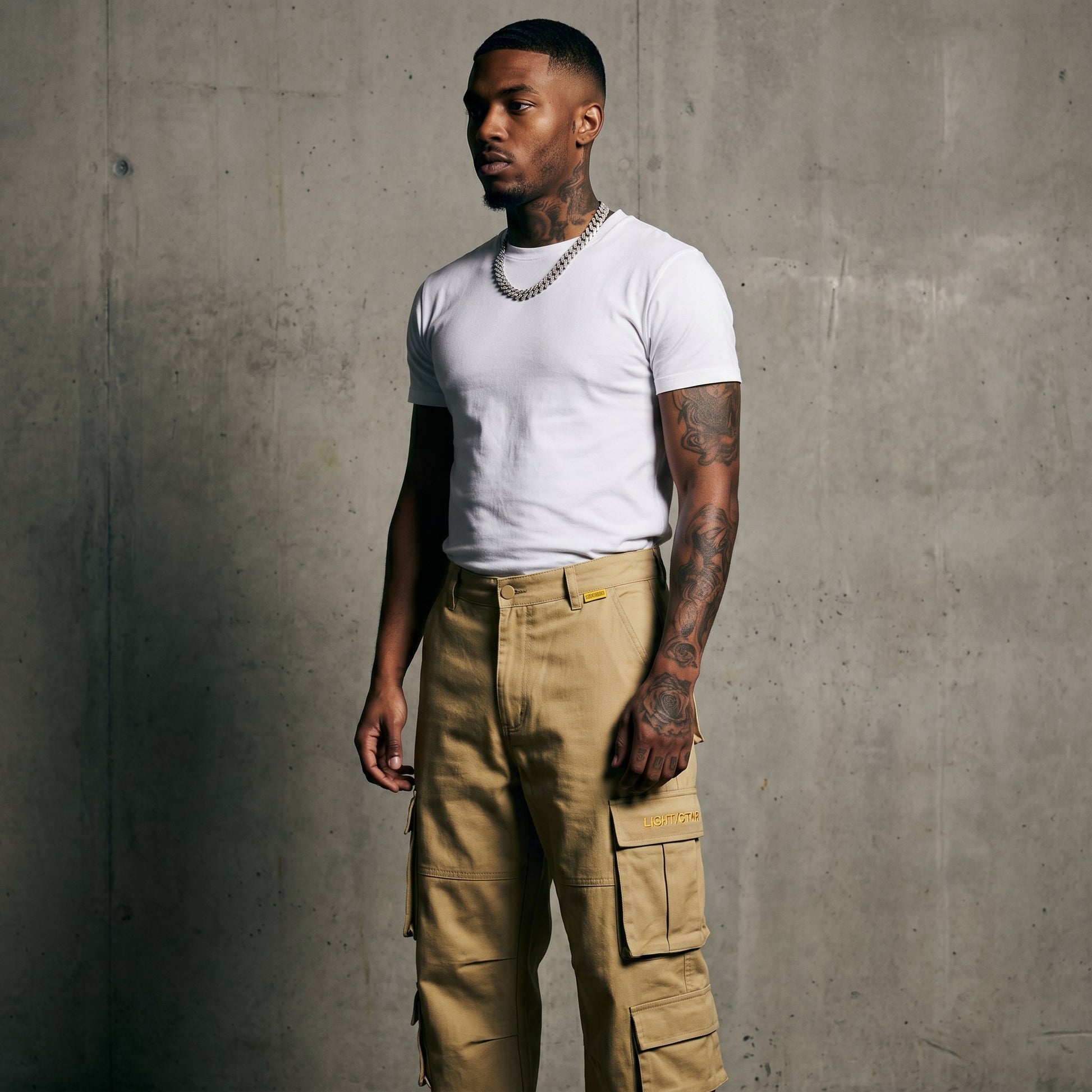 Cuffed Cargo Pant Khaki Sand front