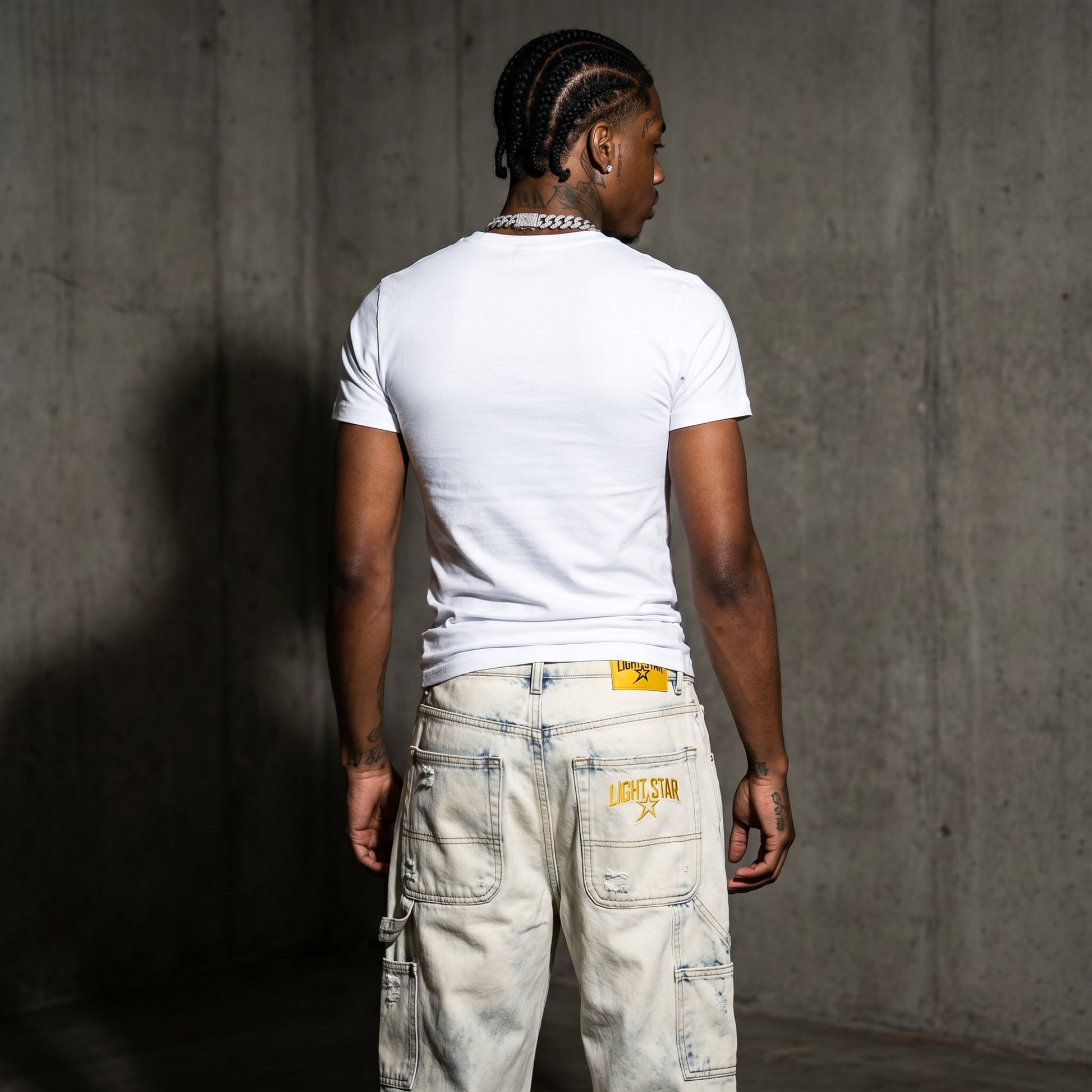 Distressed Baggy Jean Bleach Wash back
