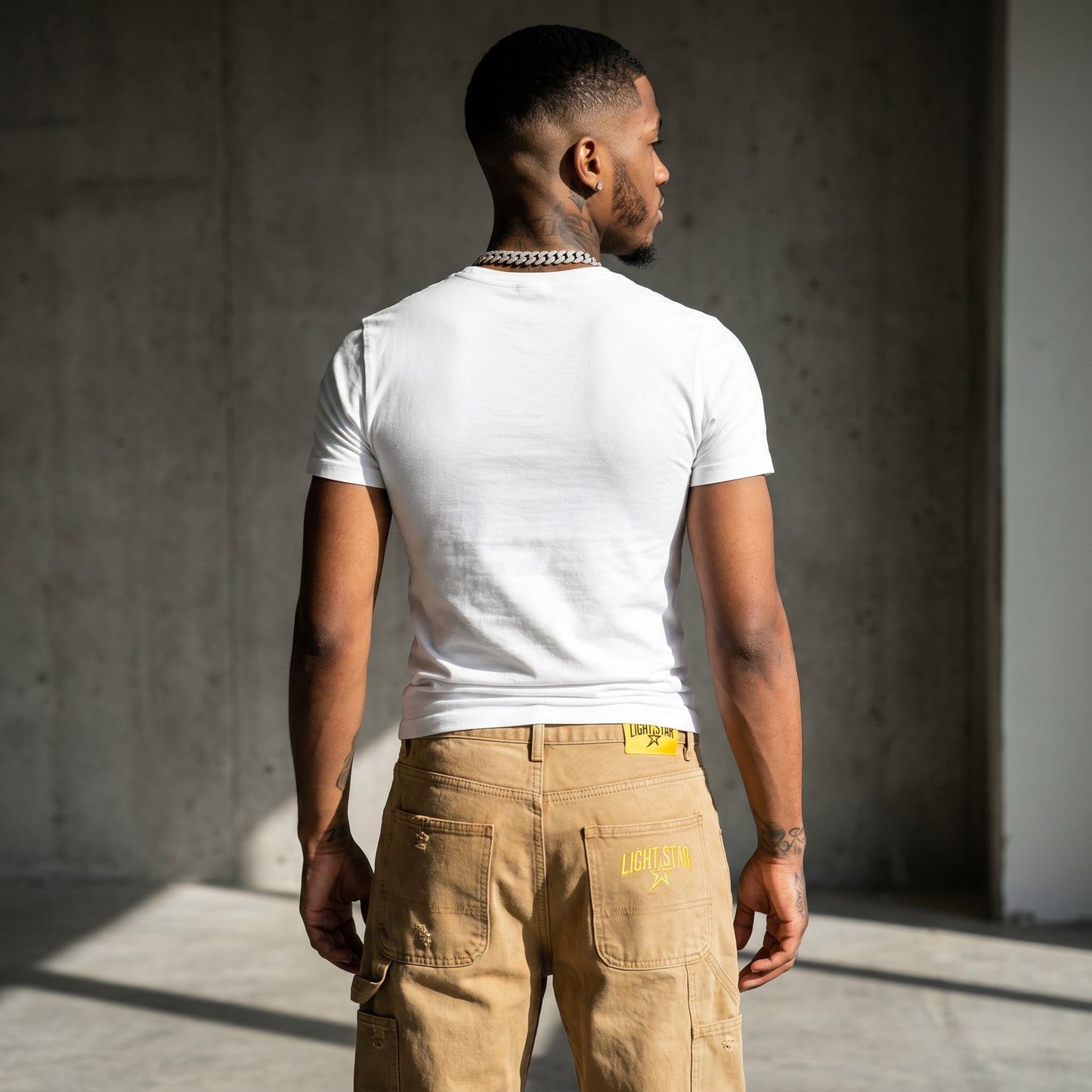 Distressed Baggy Jean Carpenter Tan back