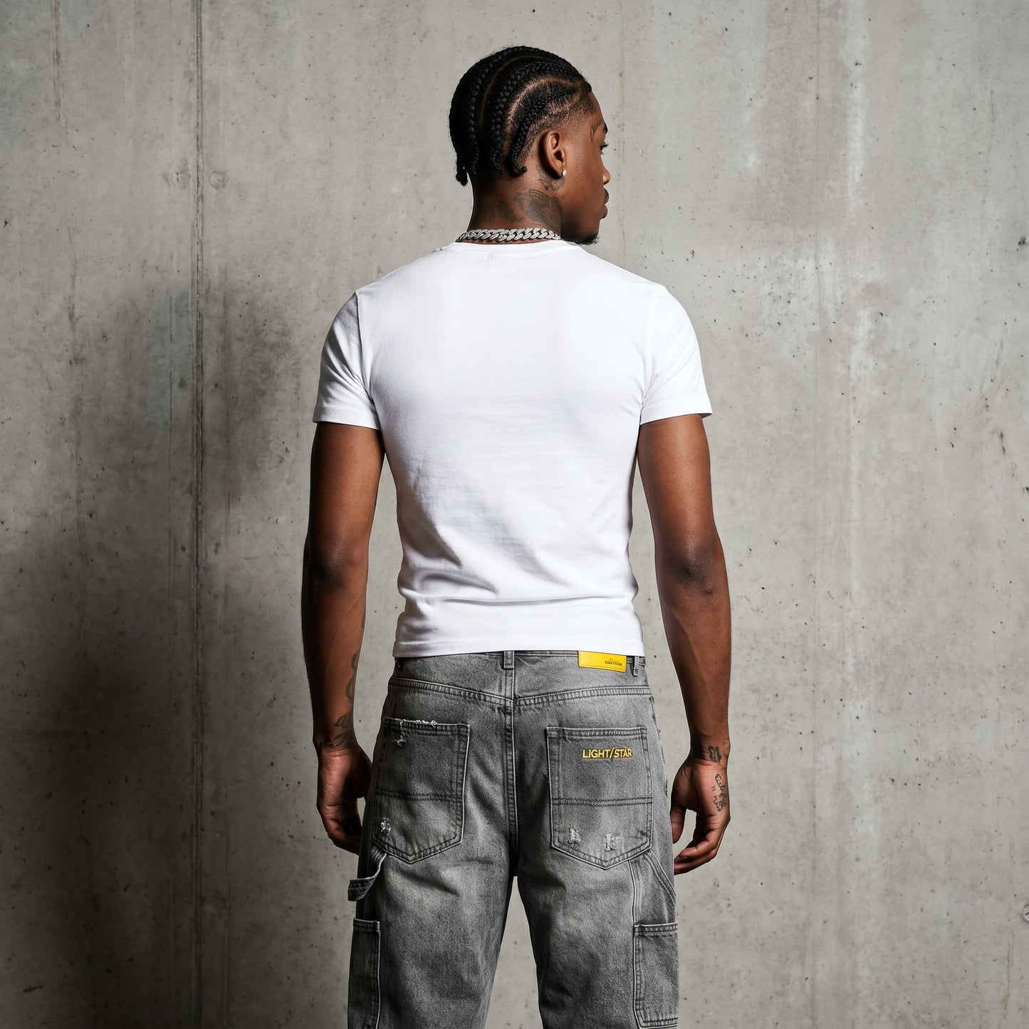 Distressed Baggy Jean Distressed Grey back