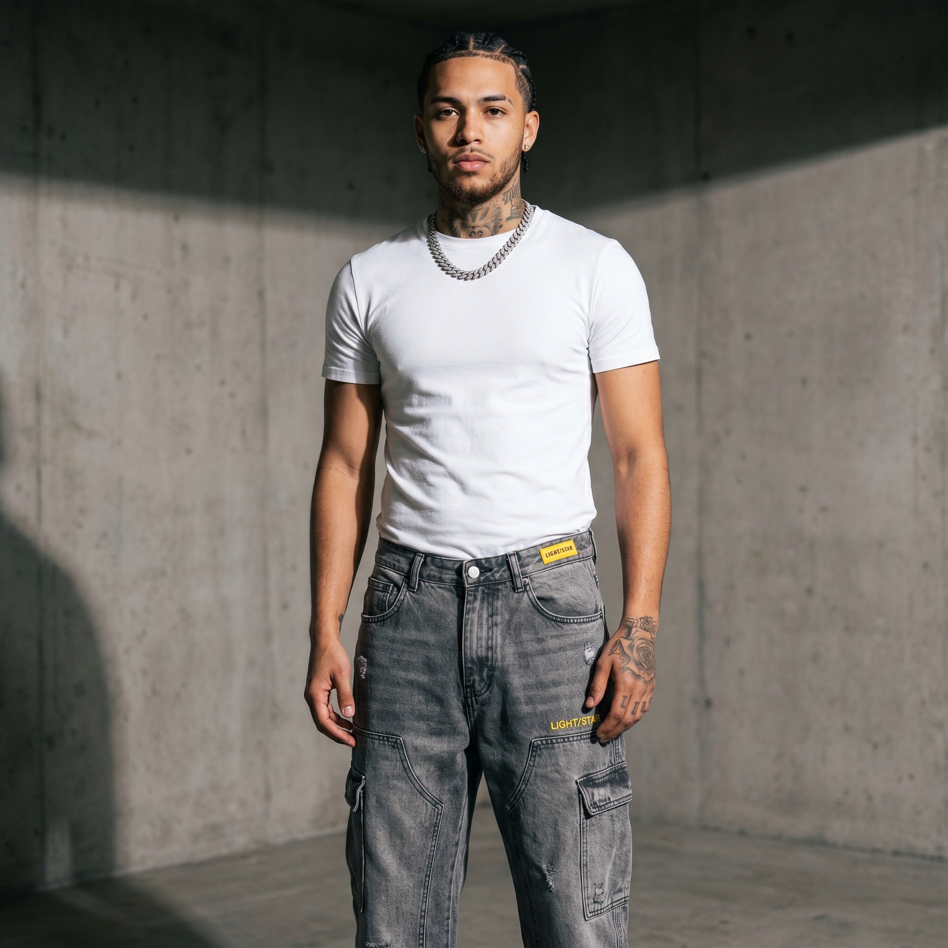 Distressed Baggy Jean Distressed Grey front