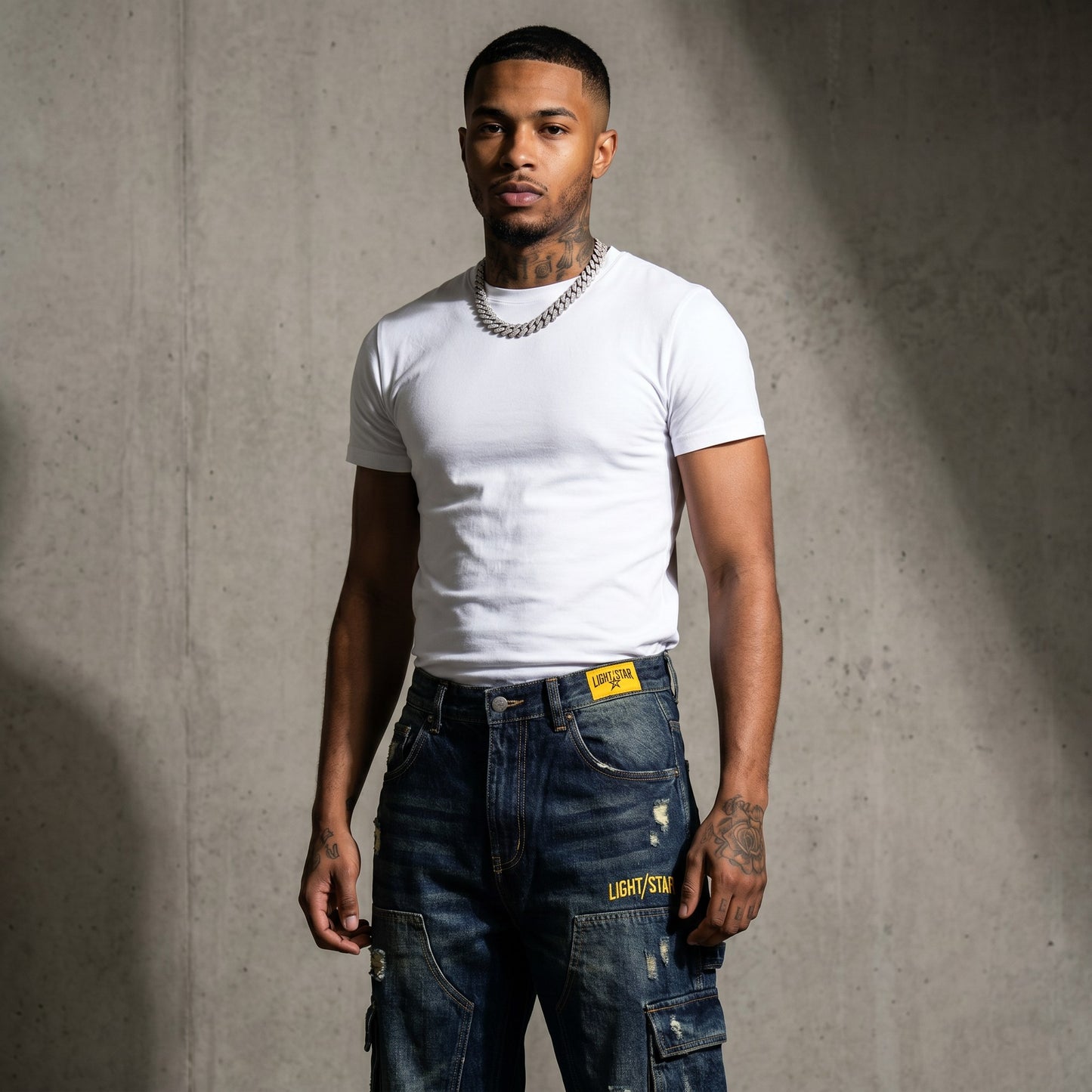 Distressed Baggy Jean Raw Indigo front