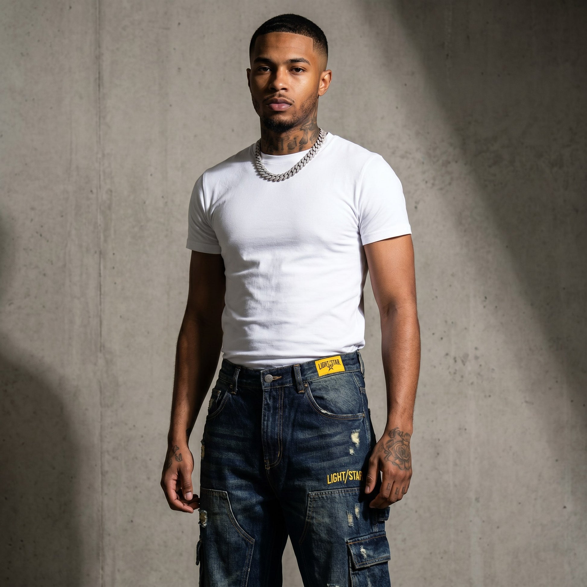 Distressed Baggy Jean Raw Indigo front