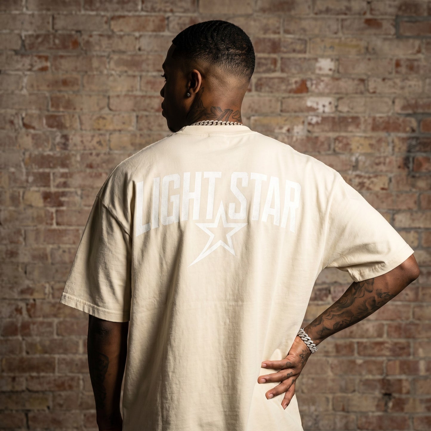 Distressed Edge Heavy Tee Cream back