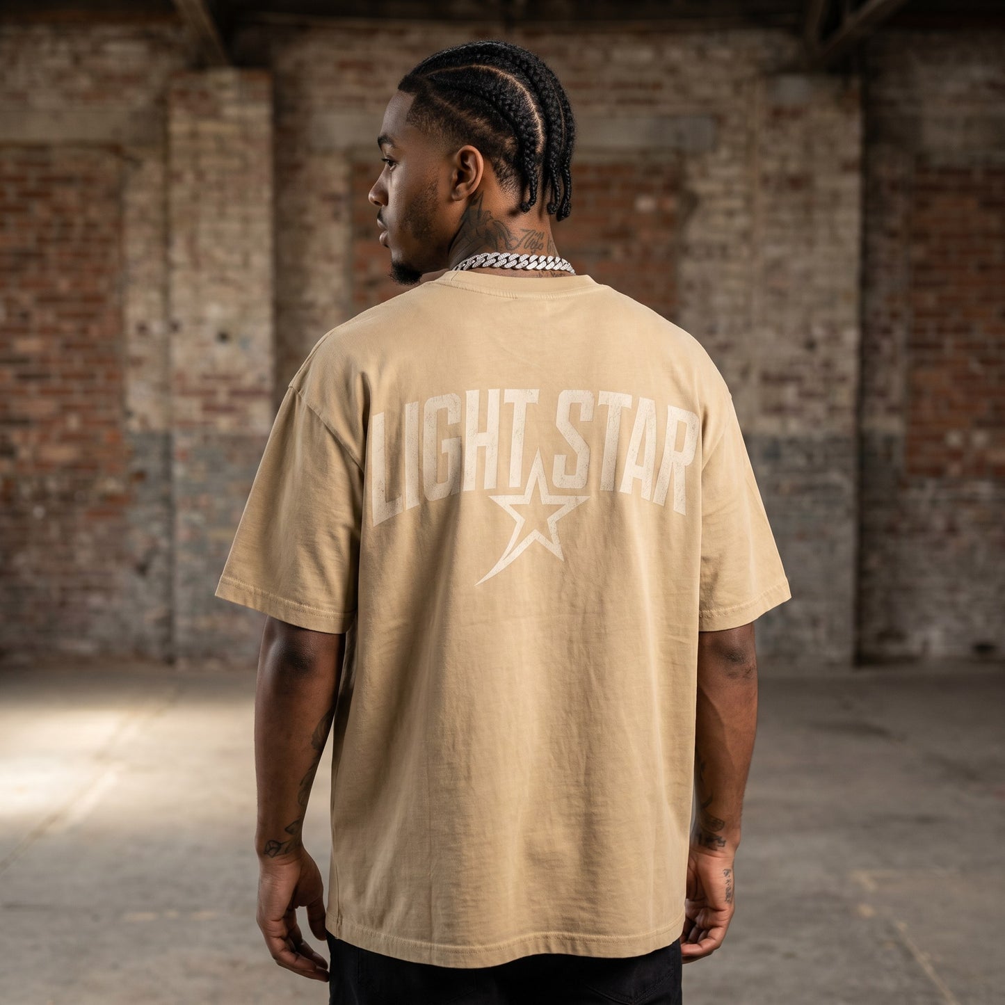 Distressed Edge Heavy Tee Desert Sand back