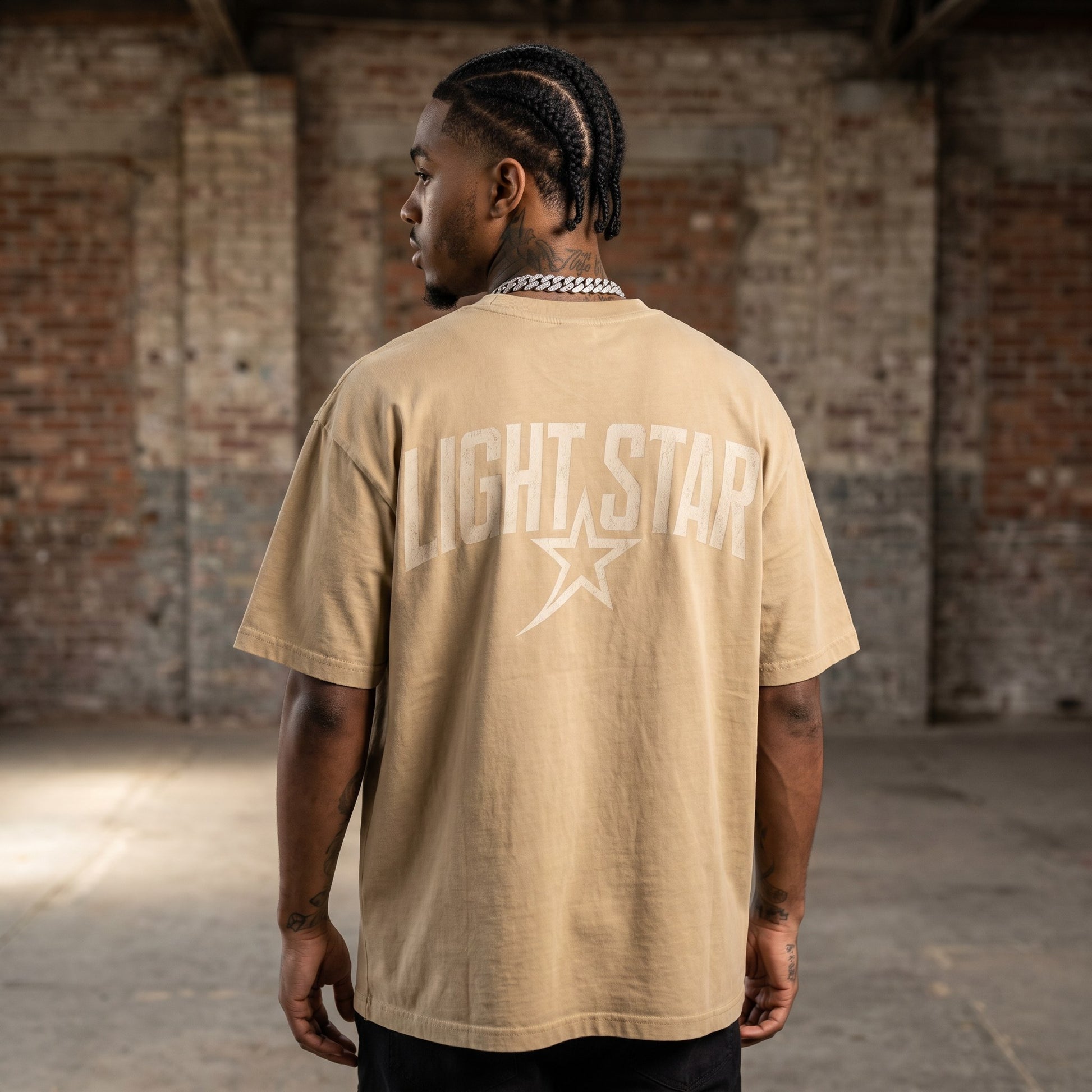 Distressed Edge Heavy Tee Desert Sand back