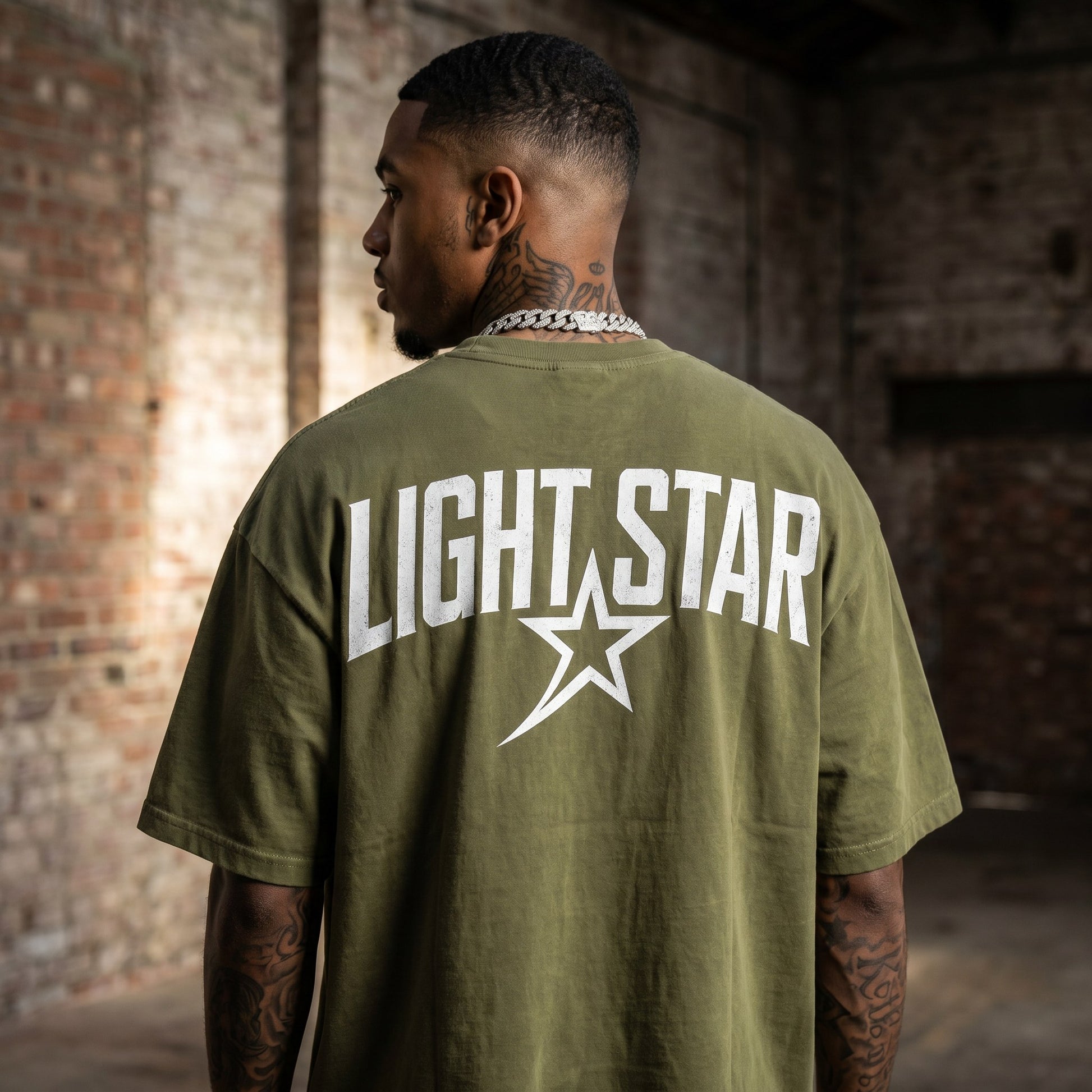 Distressed Edge Heavy Tee Olive Drab back