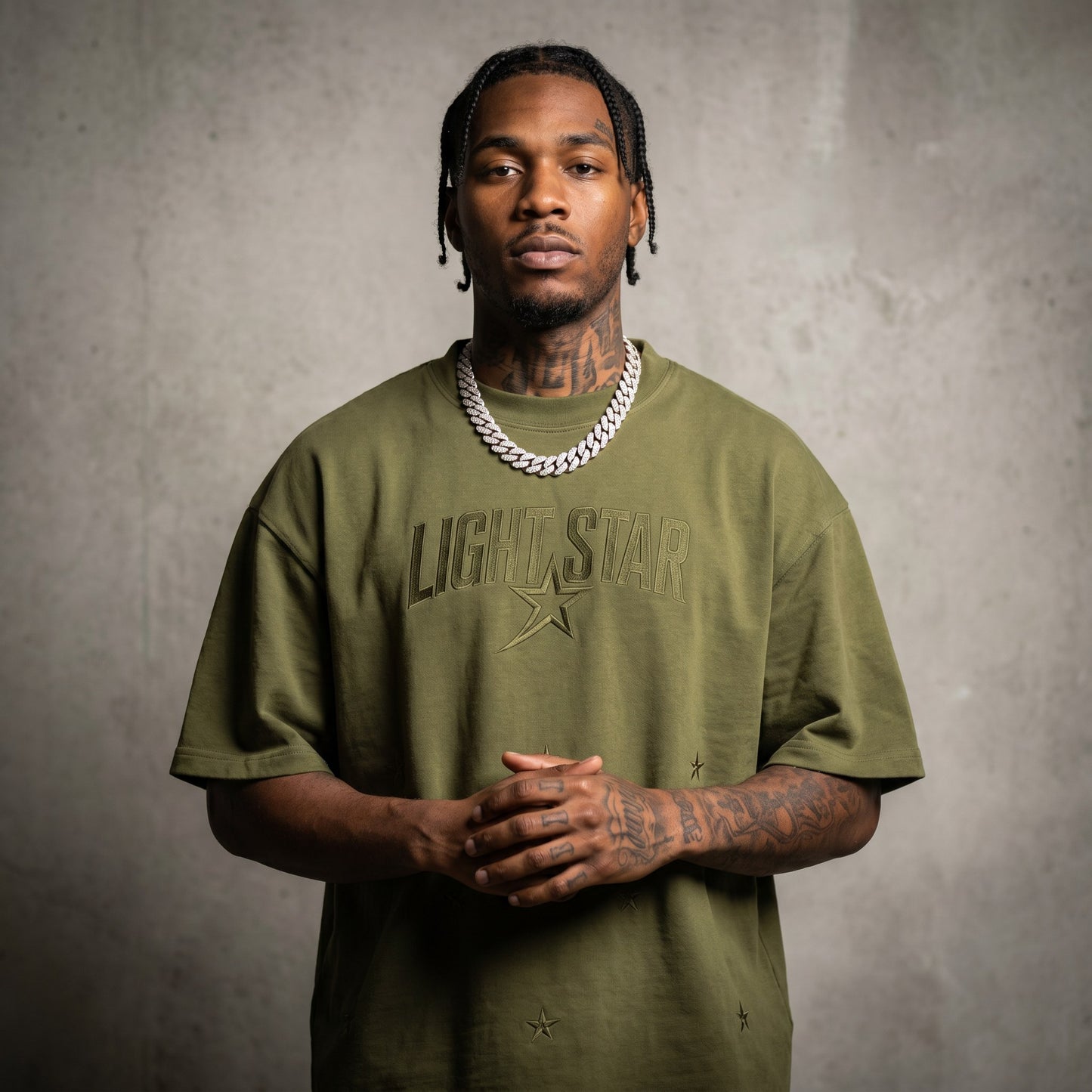 Distressed Edge Heavy Tee Olive Drab front