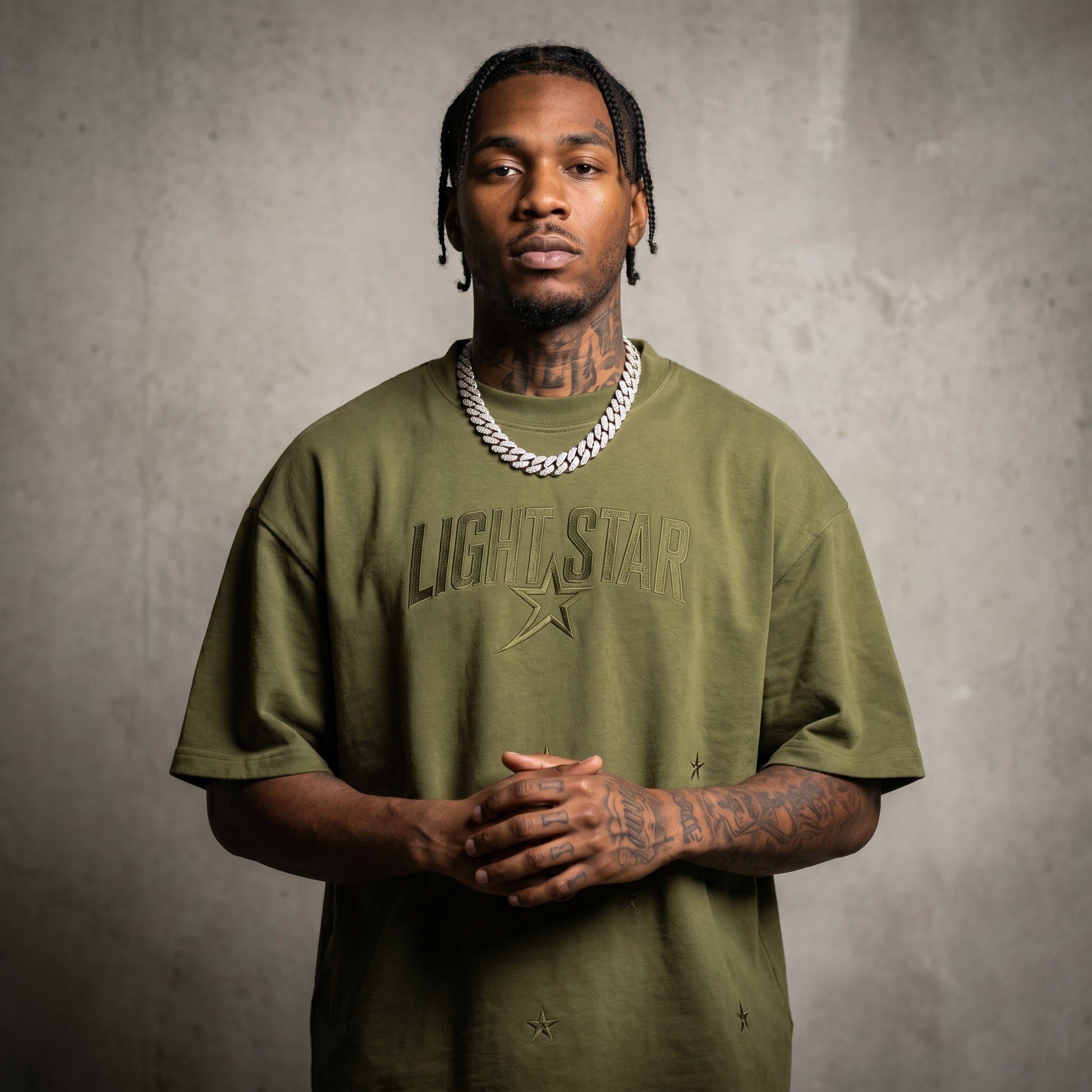 Distressed Edge Heavy Tee Olive Drab front