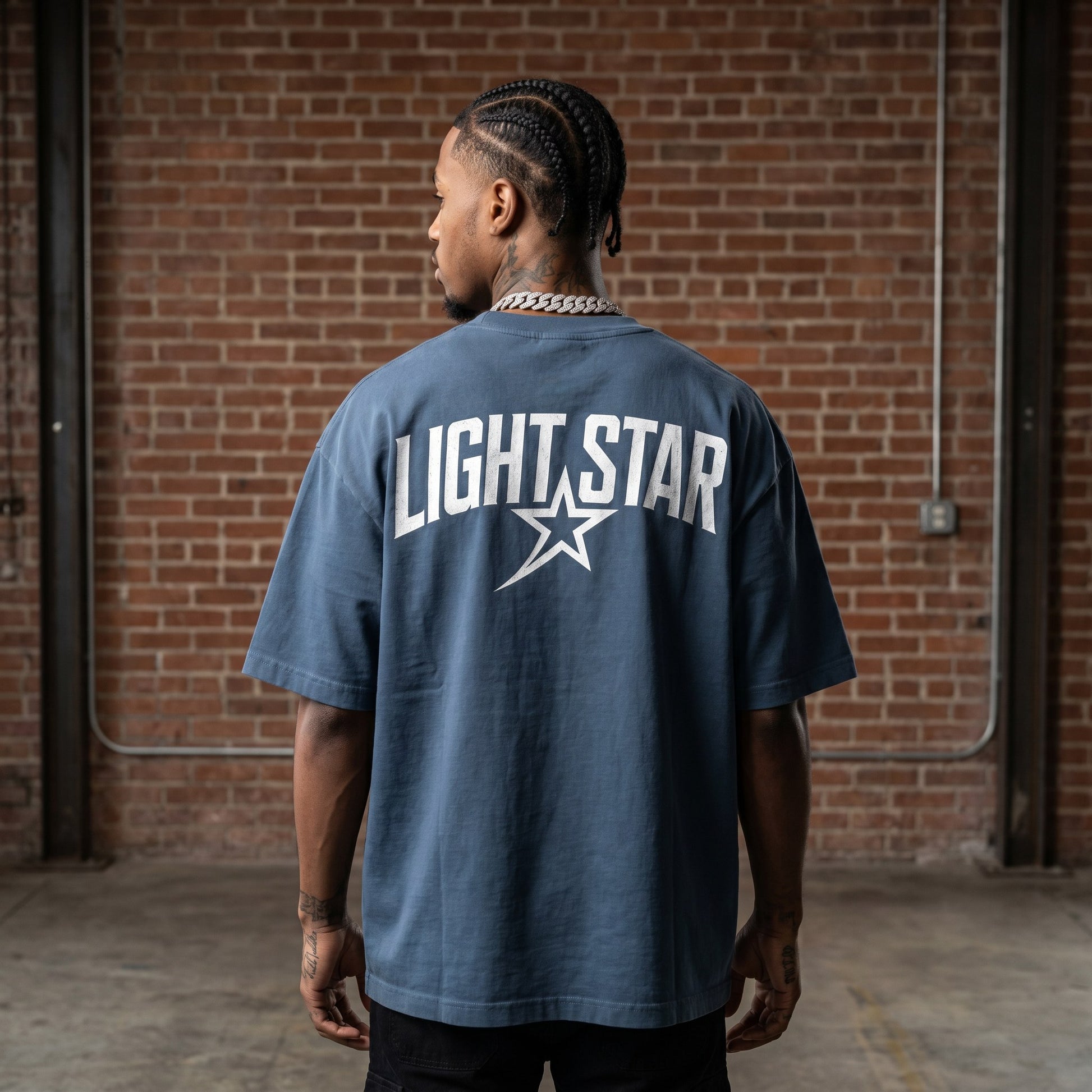 Distressed Edge Heavy Tee Slate Blue back
