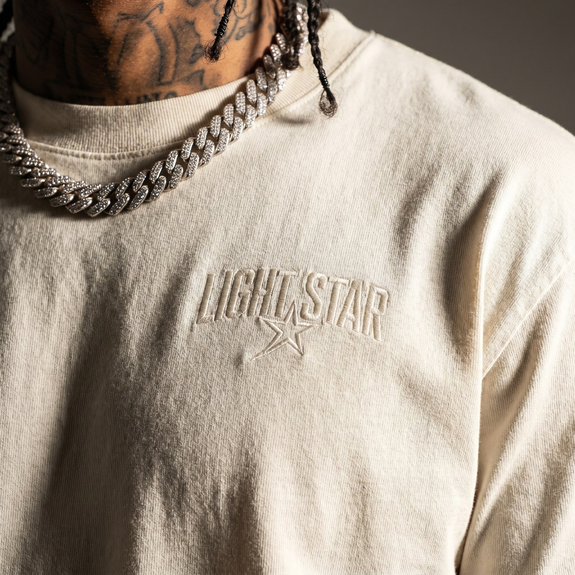 Distressed Logo Heavy Tee Bone White detail