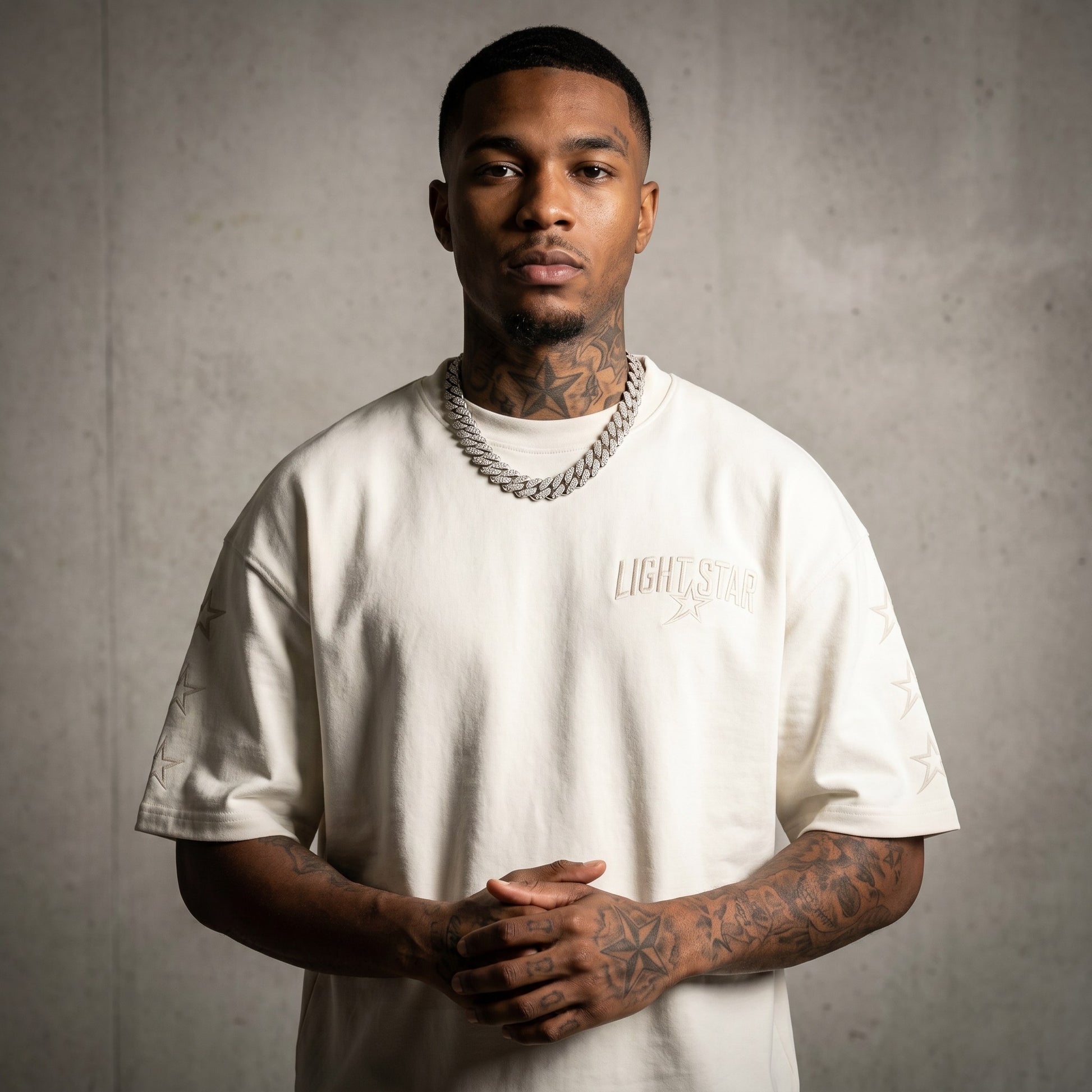 Distressed Logo Heavy Tee Bone White front