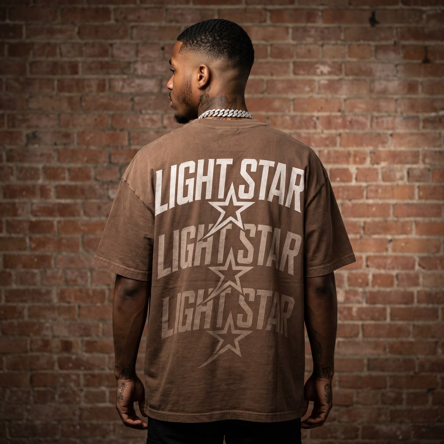 Distressed Logo Heavy Tee Faded Brown back