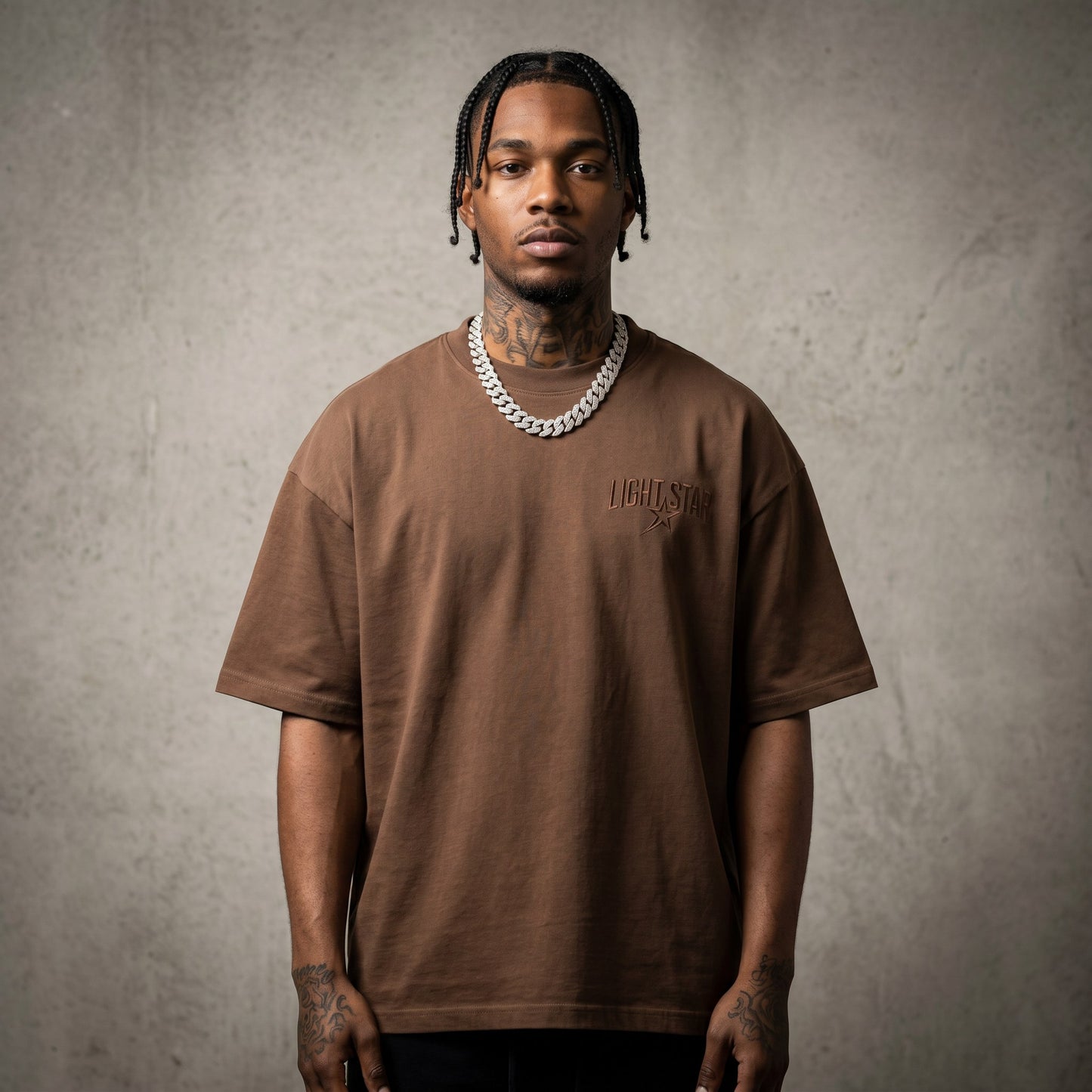 Distressed Logo Heavy Tee Faded Brown front