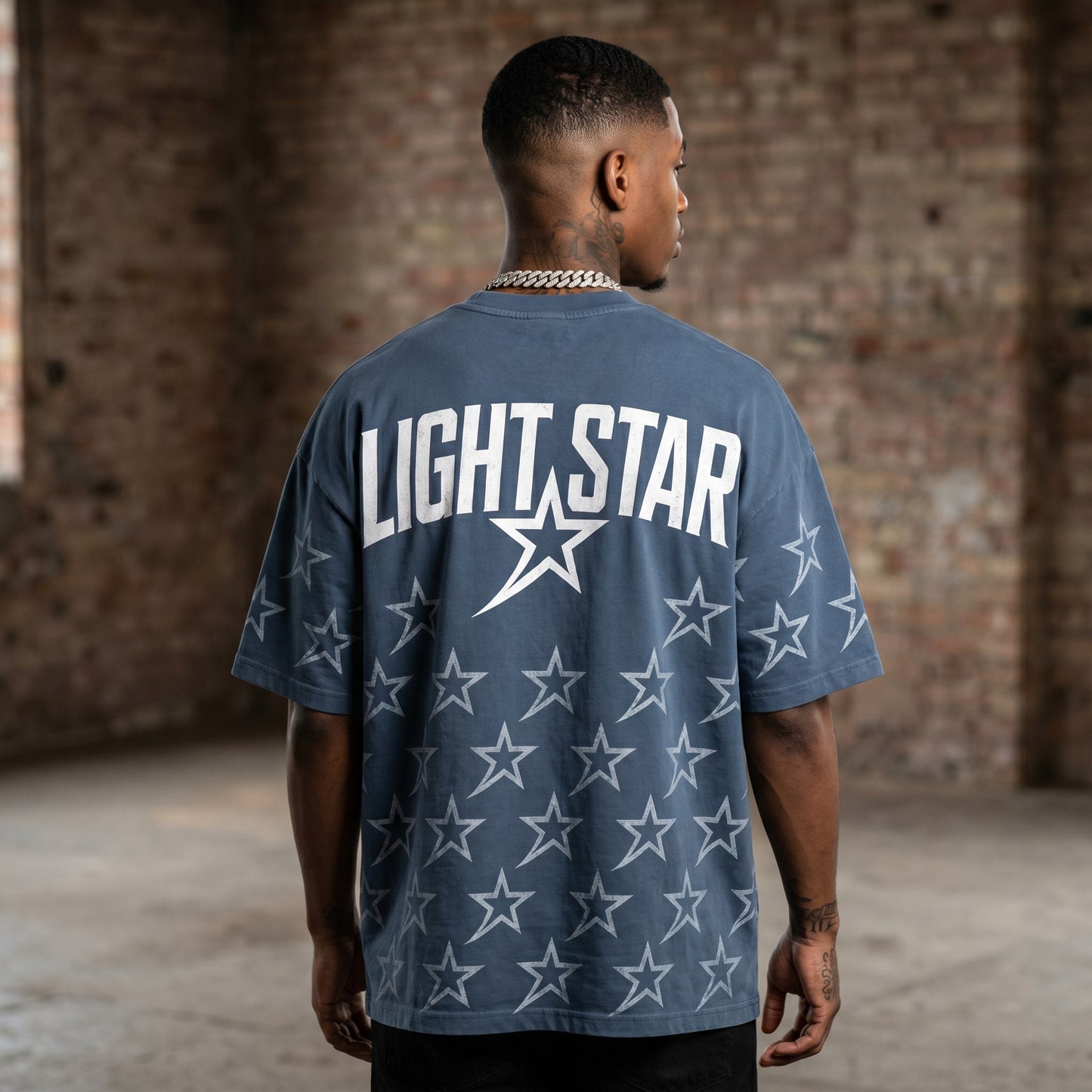 Distressed Logo Heavy Tee Slate Blue back
