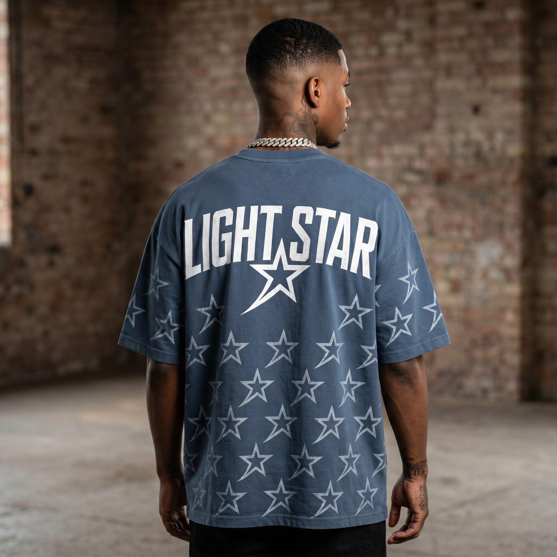 Distressed Logo Heavy Tee Slate Blue back