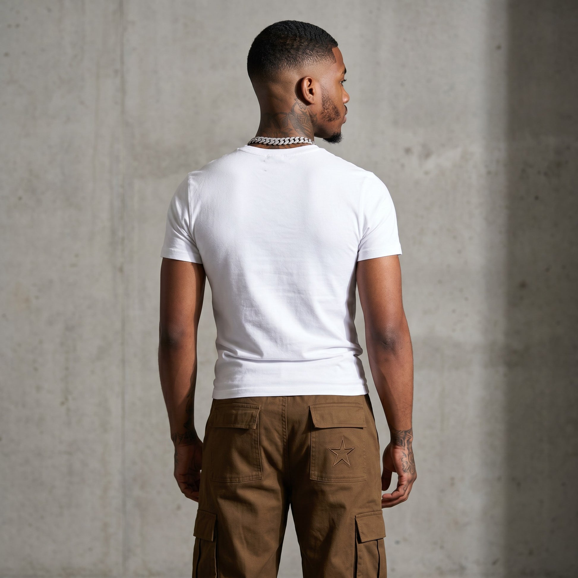 Drawstring Cargo Brown Field back