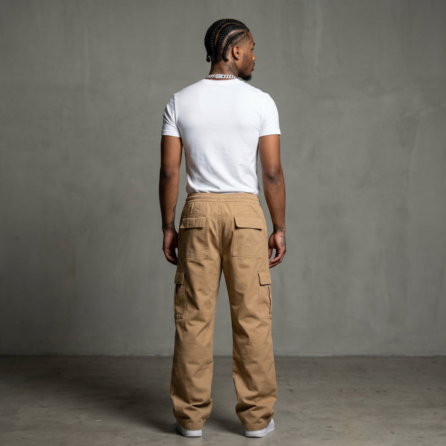 Drawstring Cargo Desert Tan back
