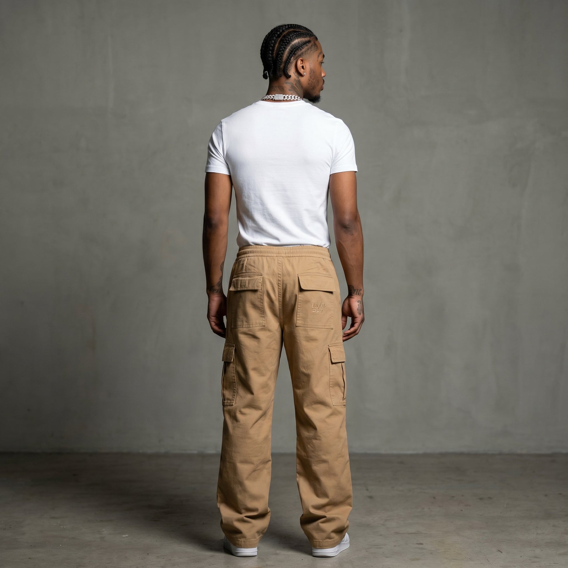 Drawstring Cargo Desert Tan back
