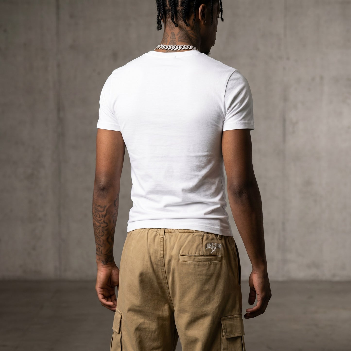 Drawstring Cargo Khaki Sand back
