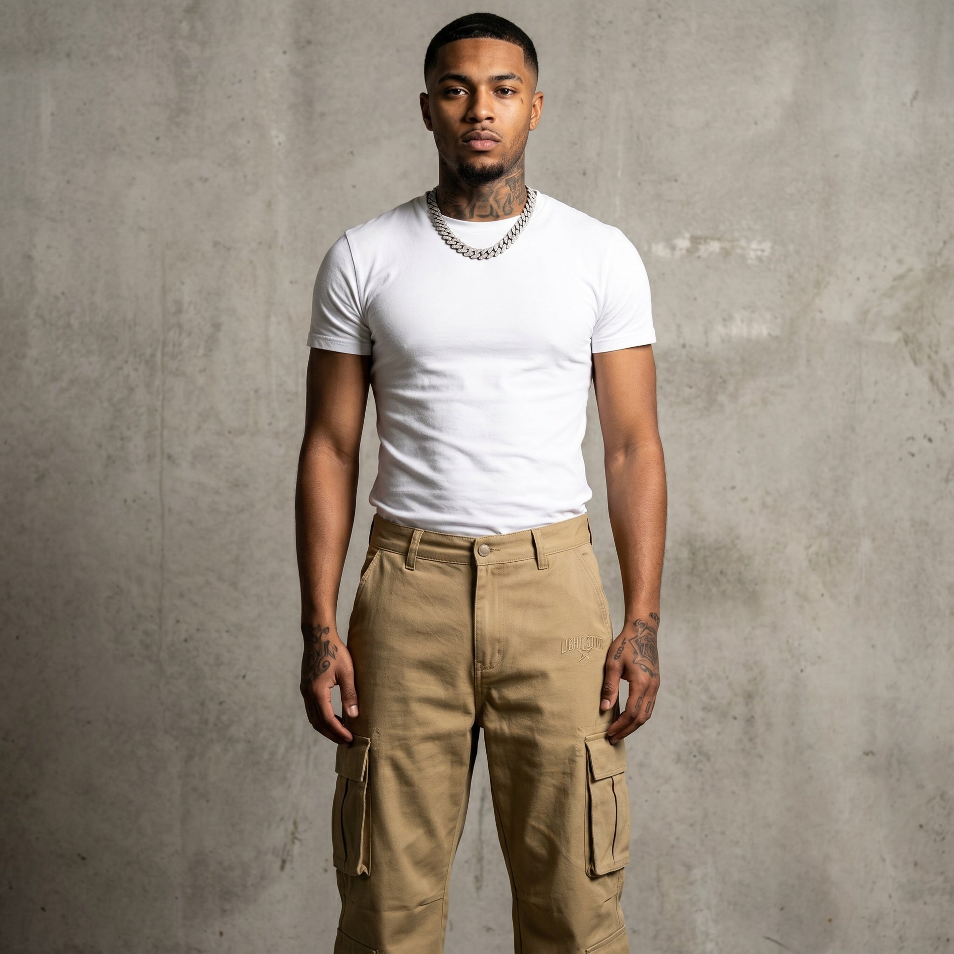 Drawstring Cargo Khaki Sand front