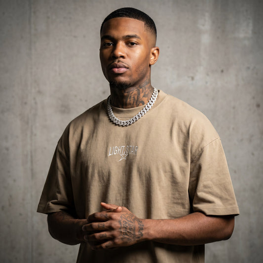 Faded Print Heavy Tee Stone Khaki front