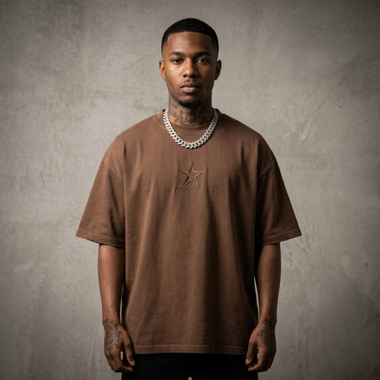 Garment Dyed Oversized Tee Faded Brown front