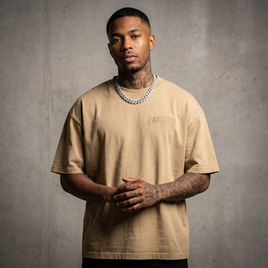 Garment Wash Boxy Tee Desert Sand front