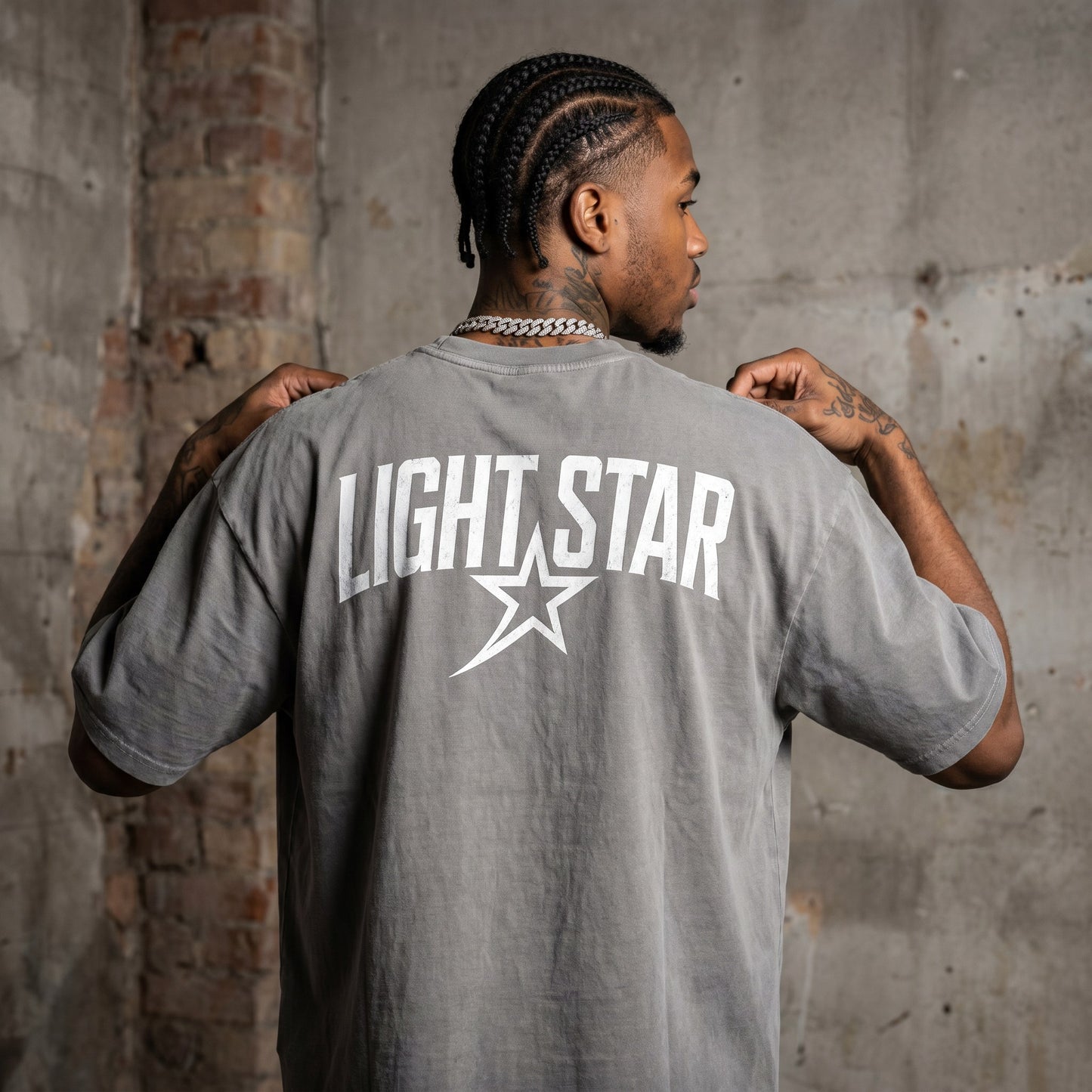 Heavyweight Boxy Tee Acid Wash Grey back