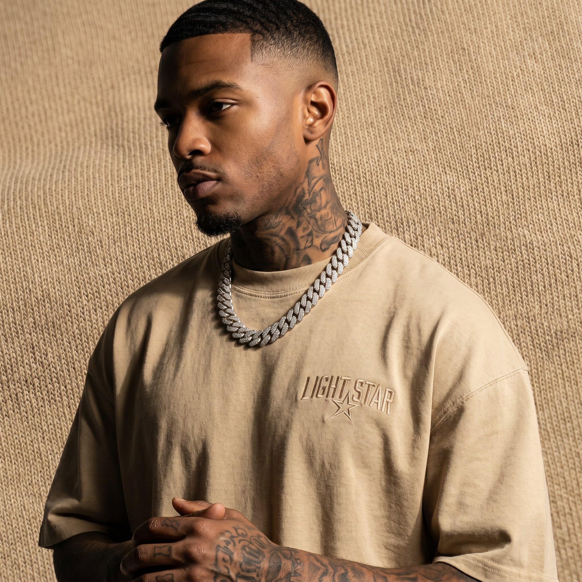 Heavyweight Boxy Tee Desert Sand detail