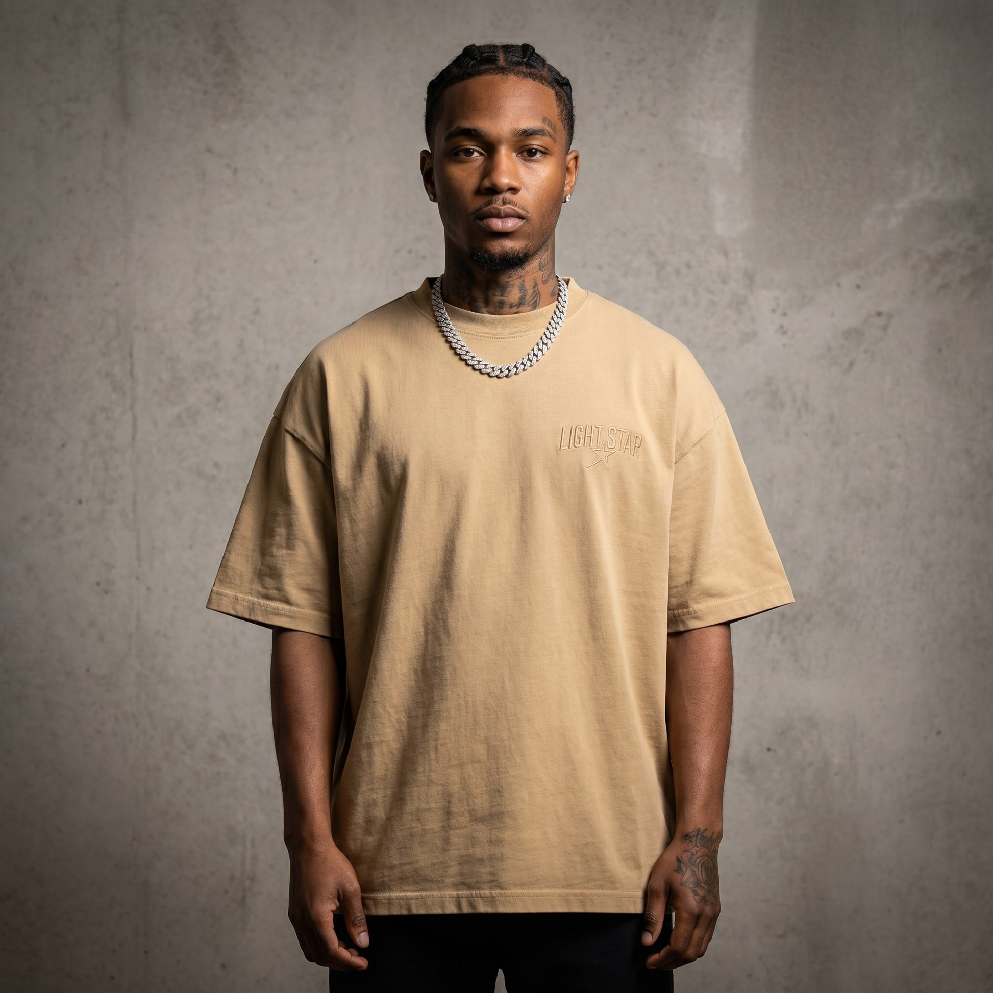 Heavyweight Boxy Tee Desert Sand front