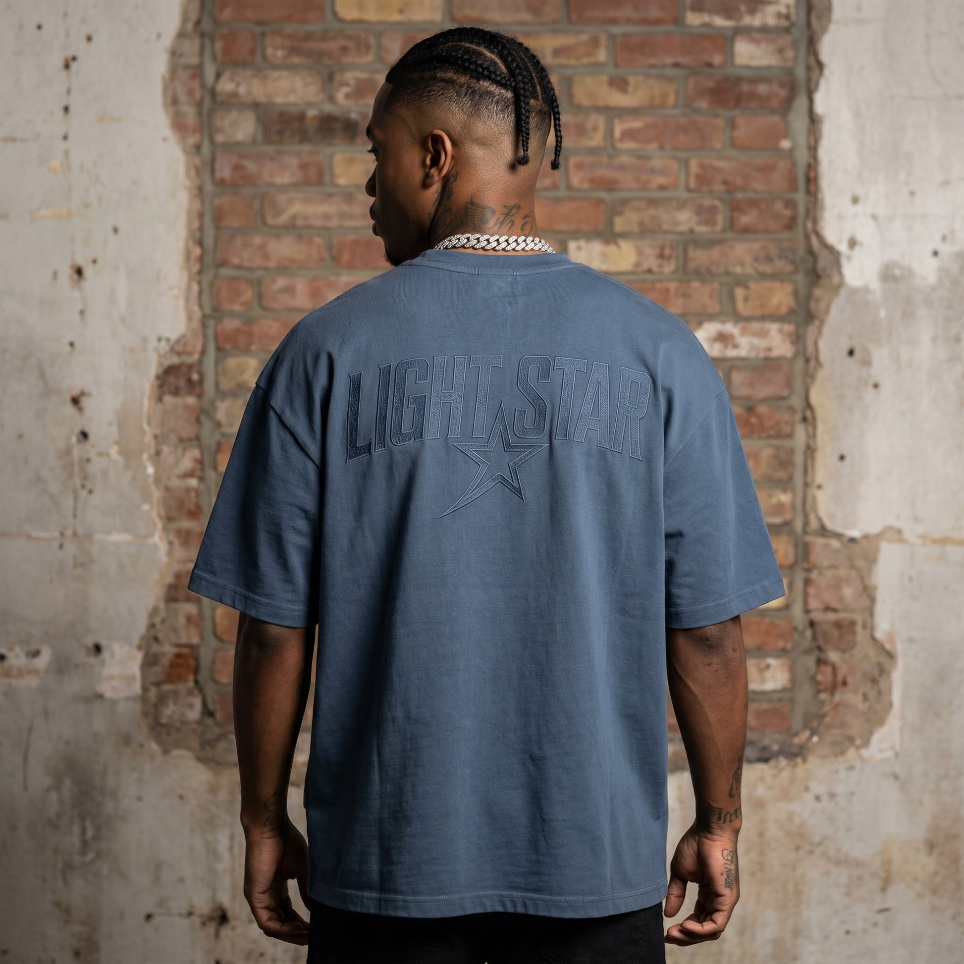 Heavyweight Boxy Tee Slate Blue back