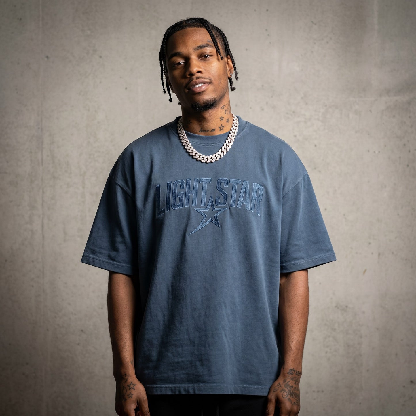 Heavyweight Boxy Tee Slate Blue front