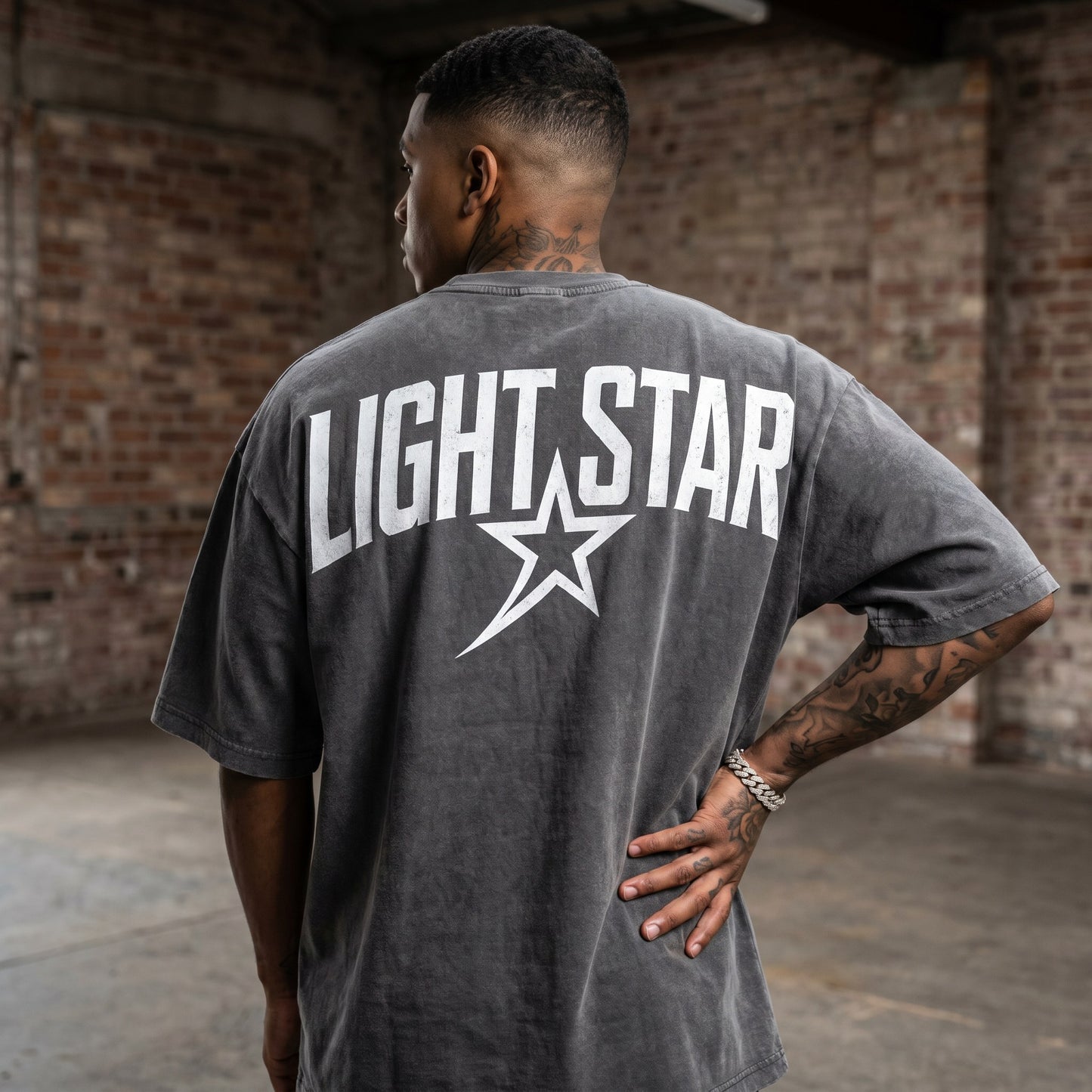Heavyweight Henley Tee Acid Wash Grey back