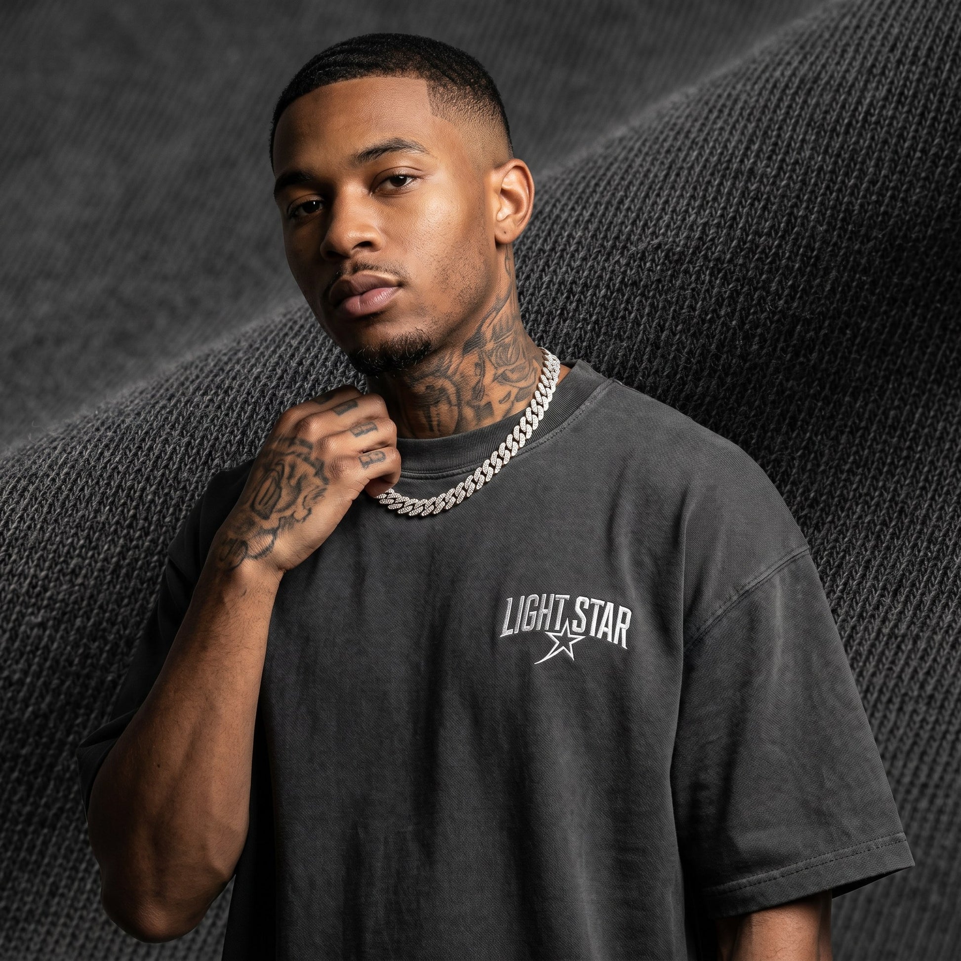 Heavyweight Henley Tee Charcoal detail