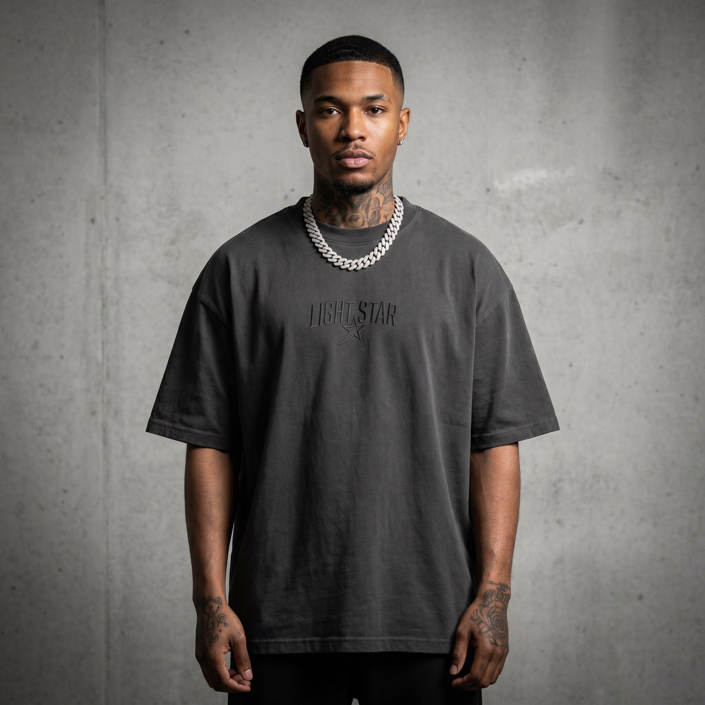 Heavyweight Henley Tee Charcoal front