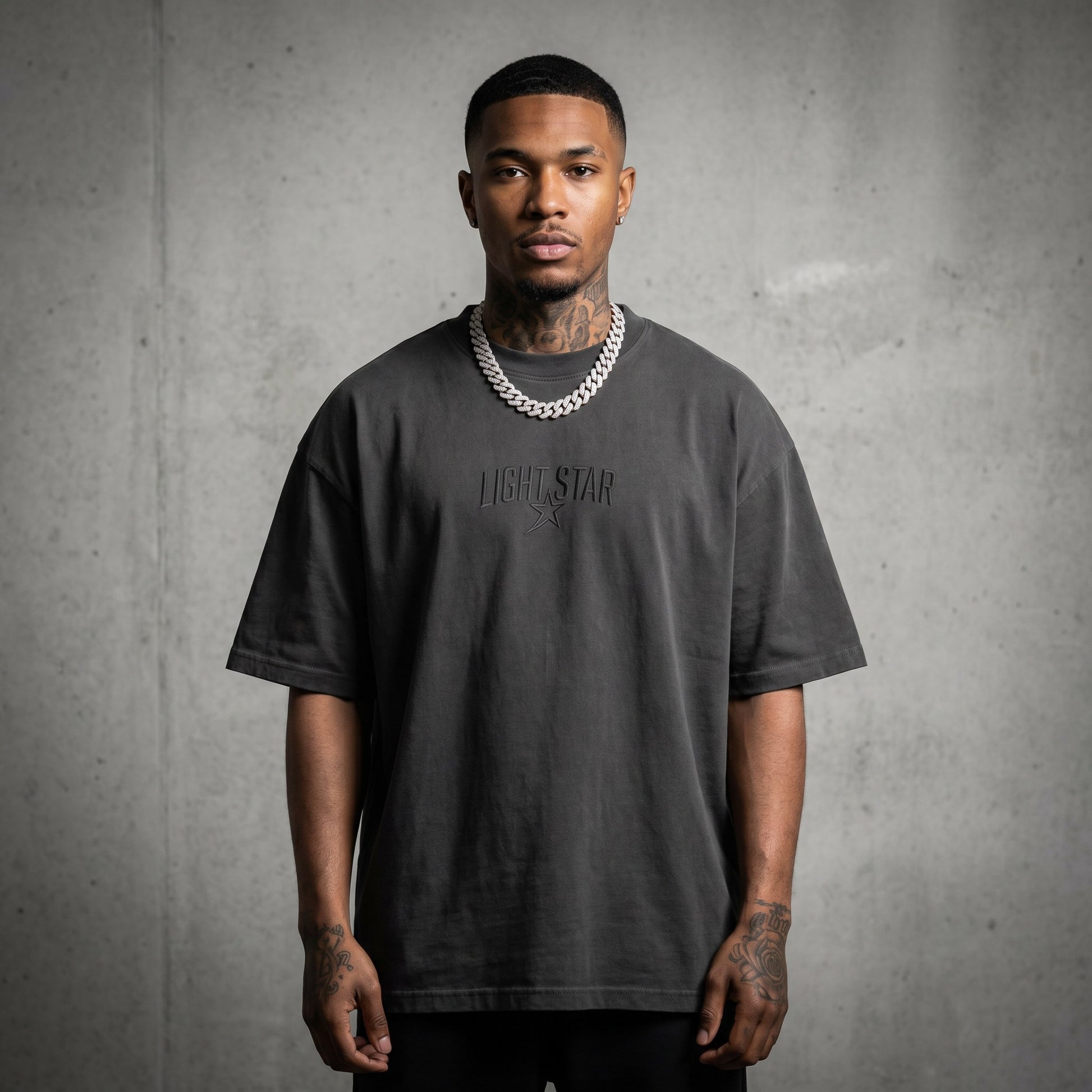 Heavyweight Henley Tee Charcoal front