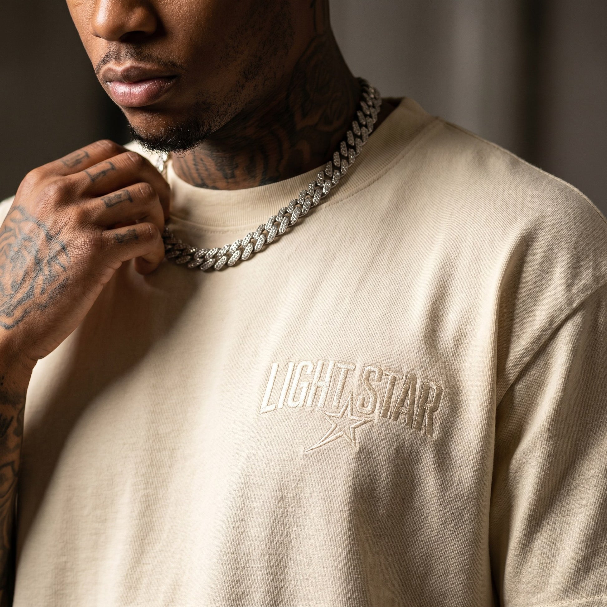 Heavyweight Henley Tee Cream detail