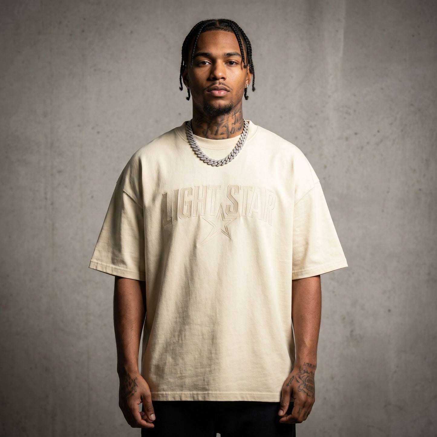 Heavyweight Henley Tee Cream front