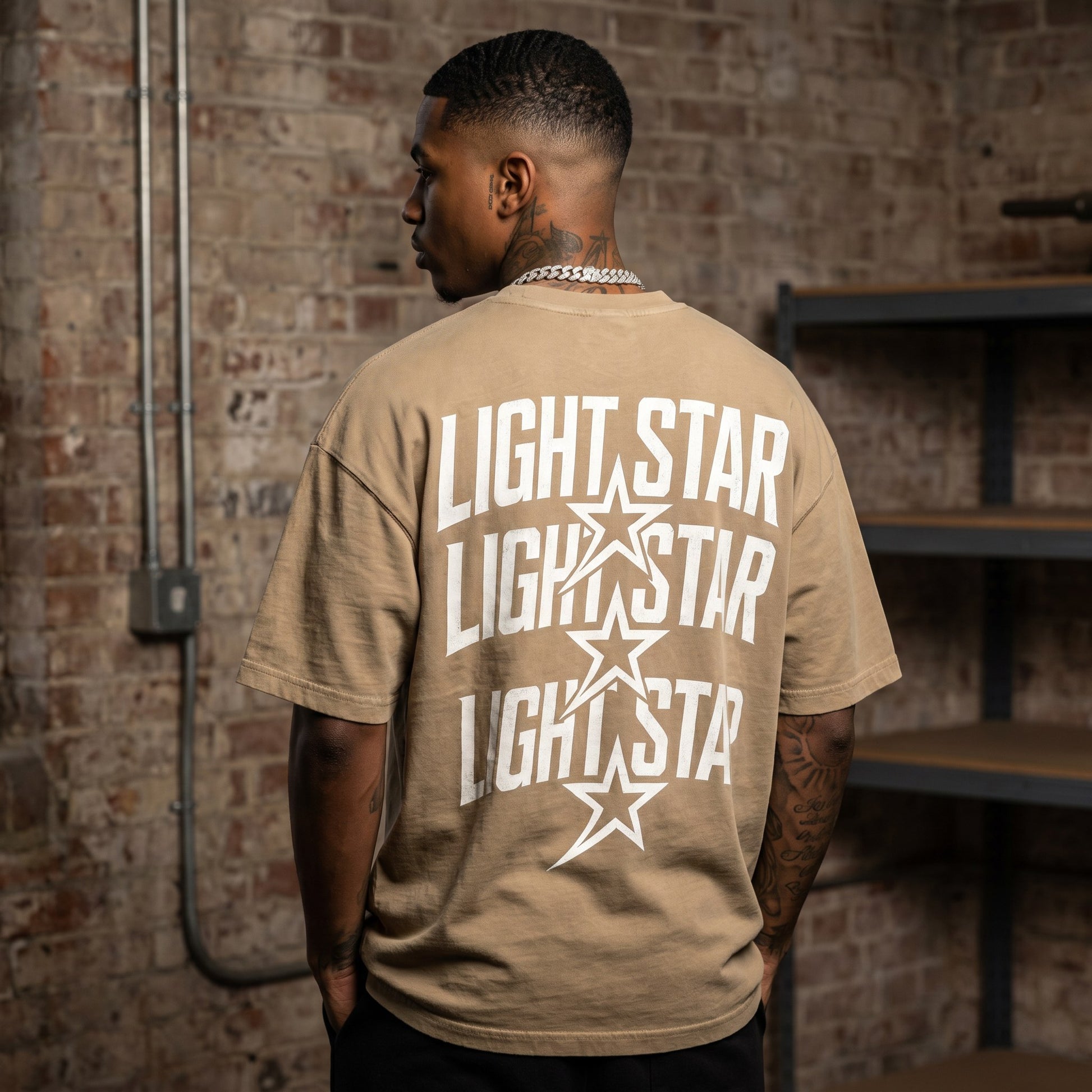 Heavyweight Henley Tee Stone Khaki back