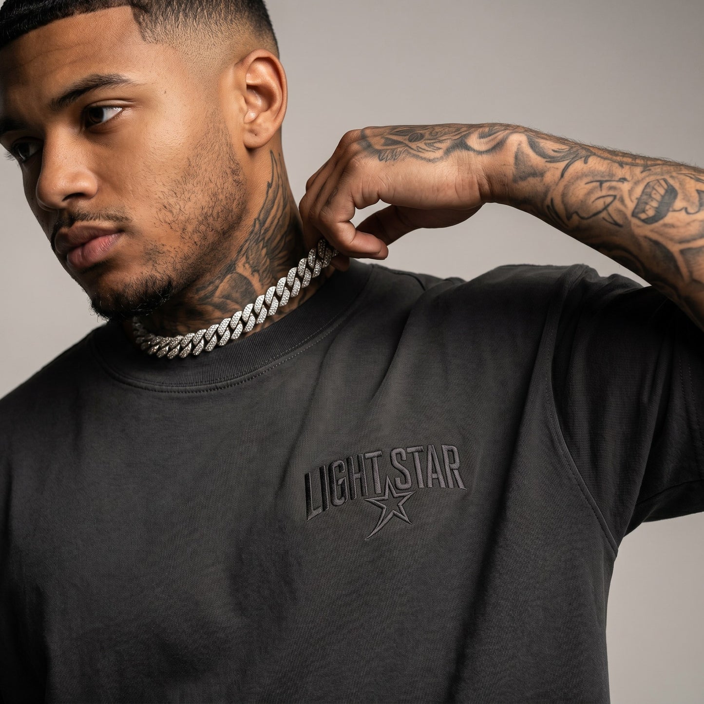 Heavyweight LS Capsule Tee Charcoal detail