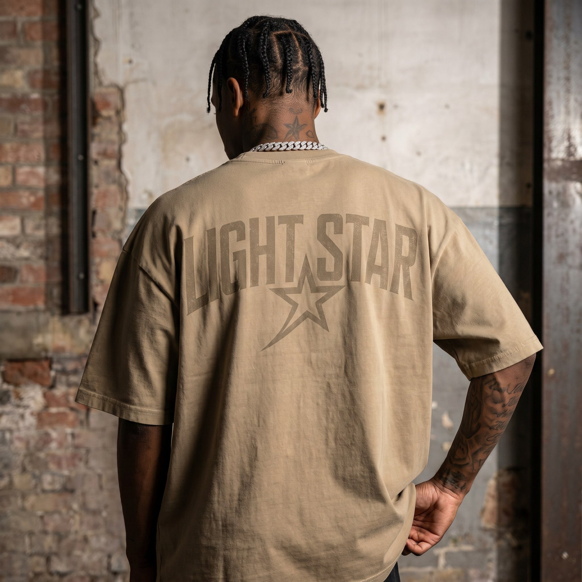 Heavyweight LS Capsule Tee Stone Khaki back