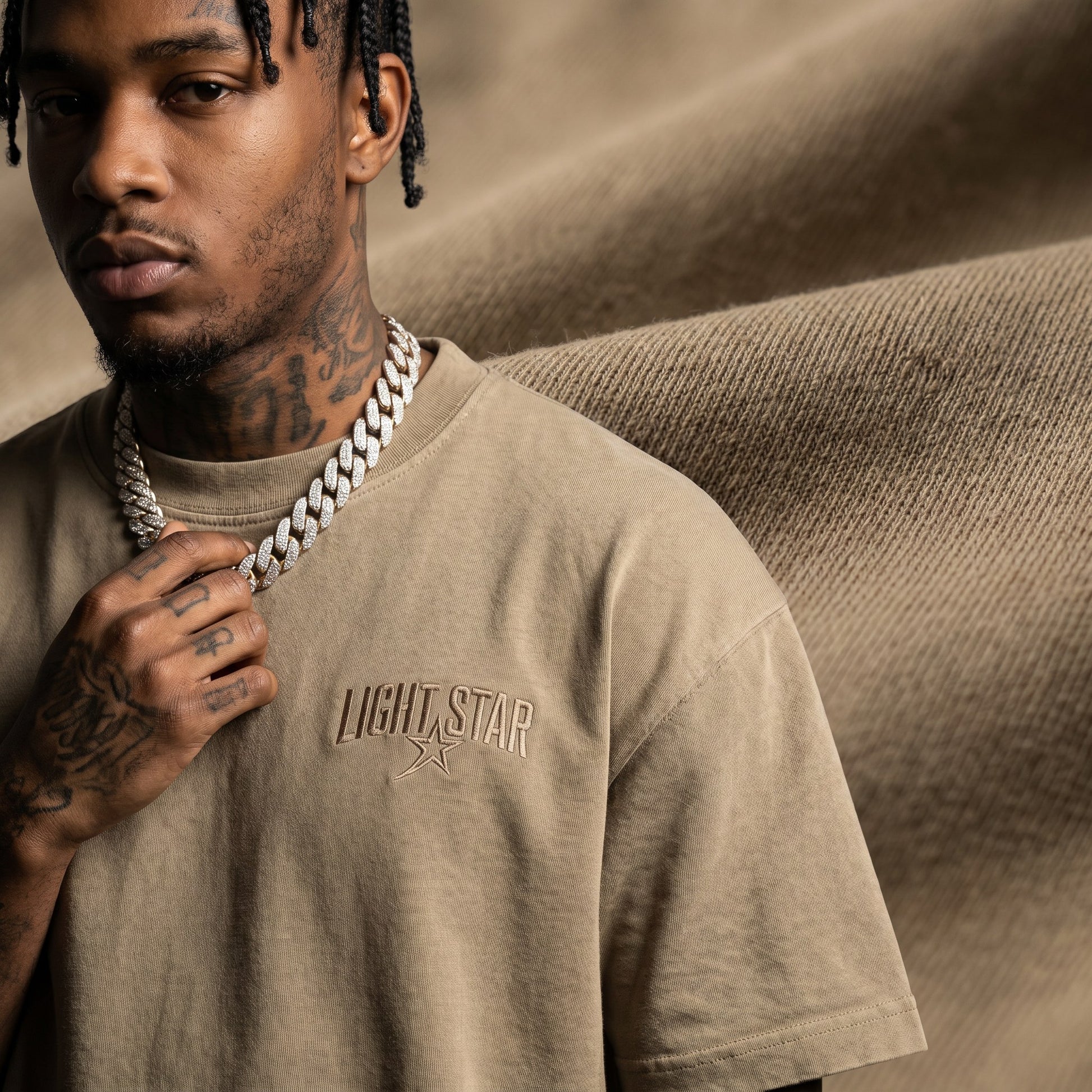 Heavyweight LS Capsule Tee Stone Khaki detail