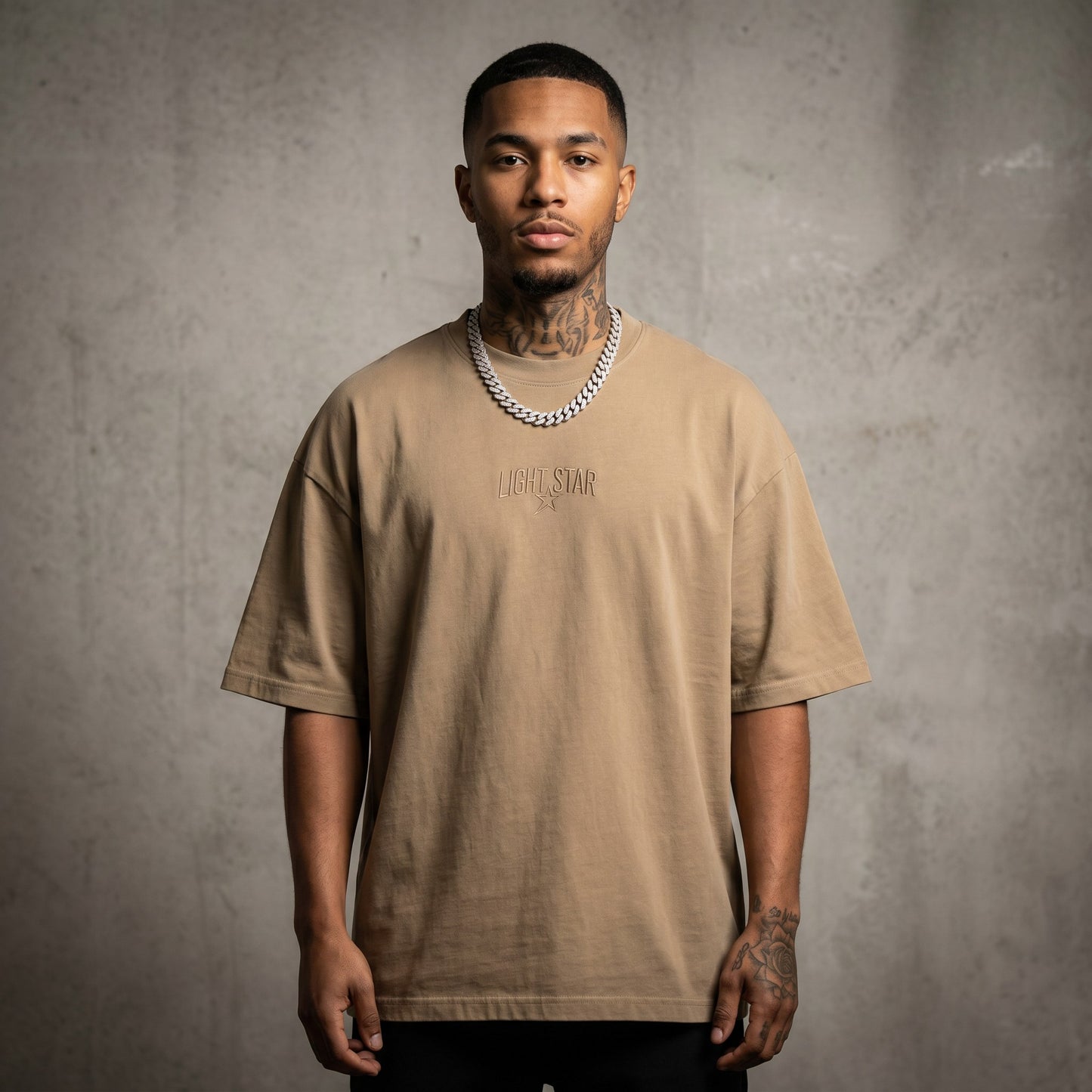 Heavyweight LS Capsule Tee Stone Khaki front